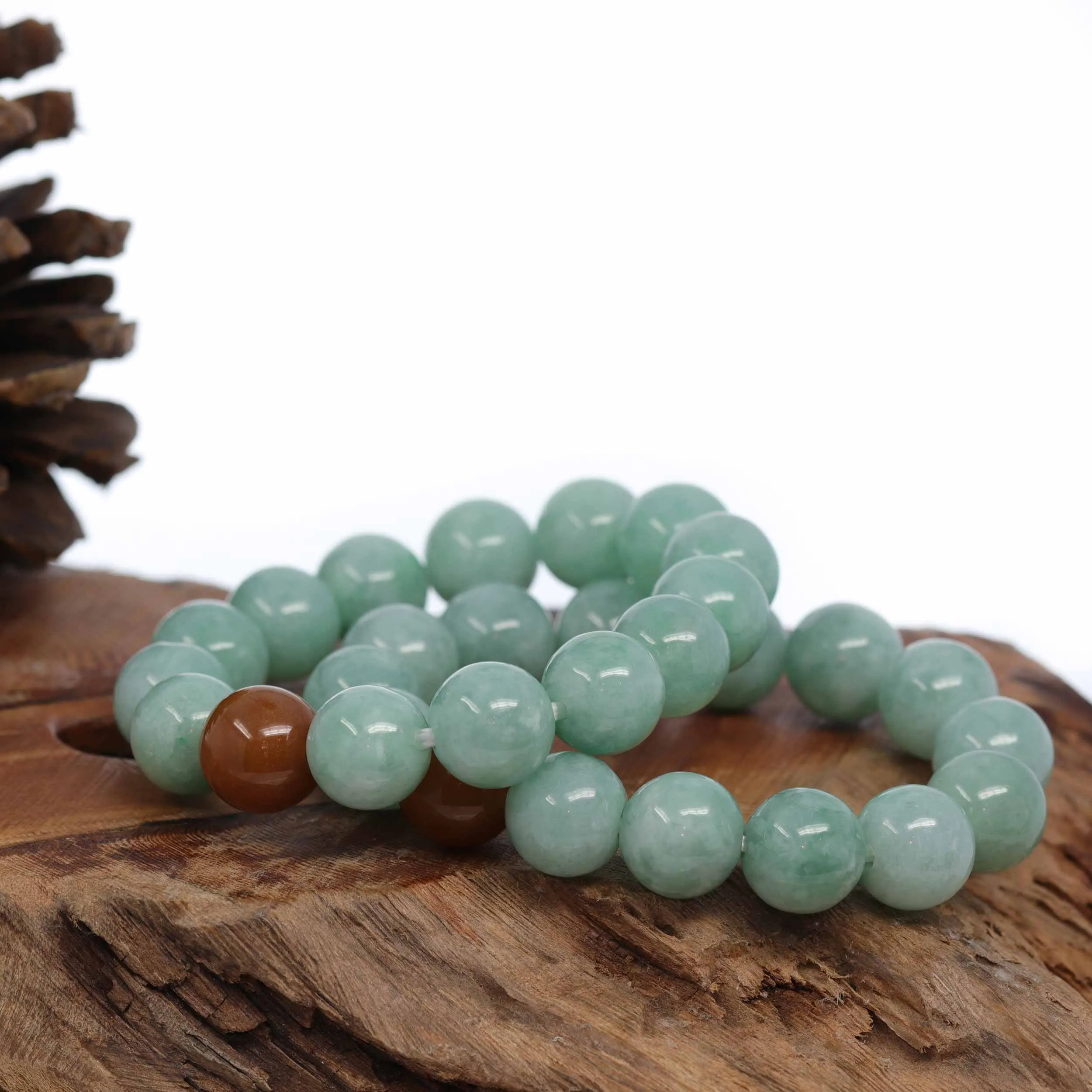 Jadeite Jade 13mm Round Green Beads Bracelet ( 13 mm )