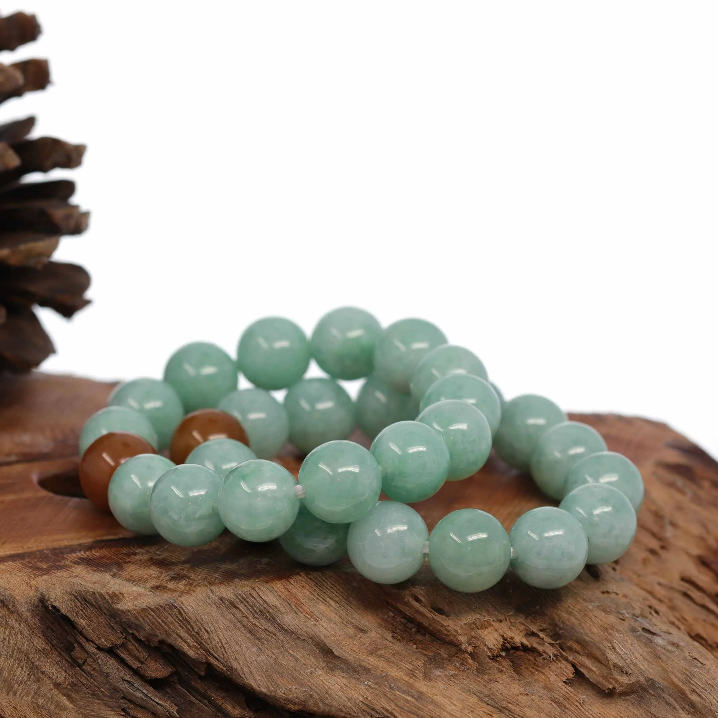 Jadeite Jade 13mm Round Green Beads Bracelet ( 13 mm )