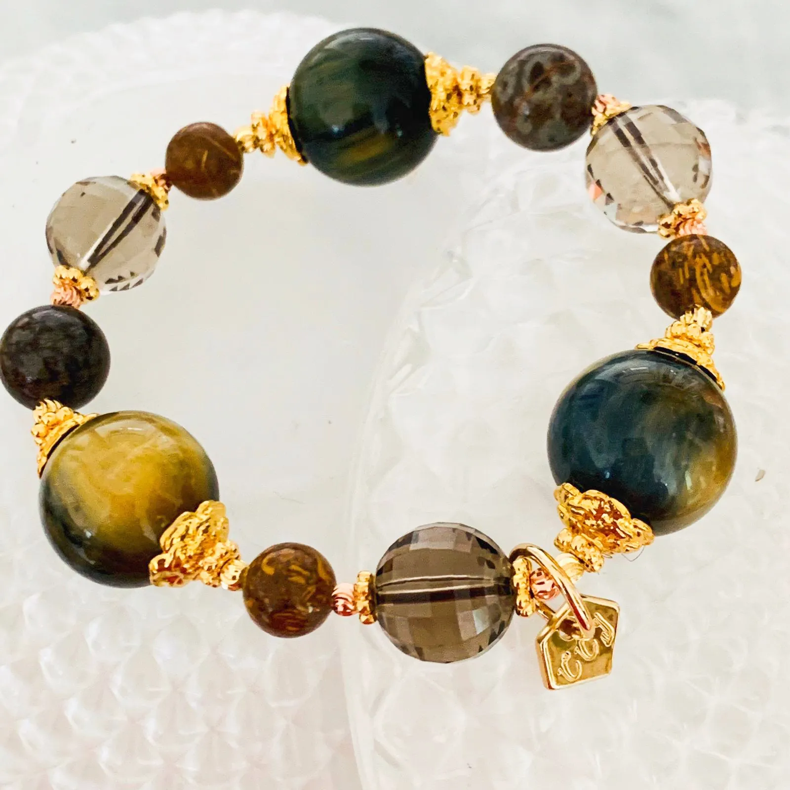 Jasper, Smoky Quartz & Tigereye Bracelet