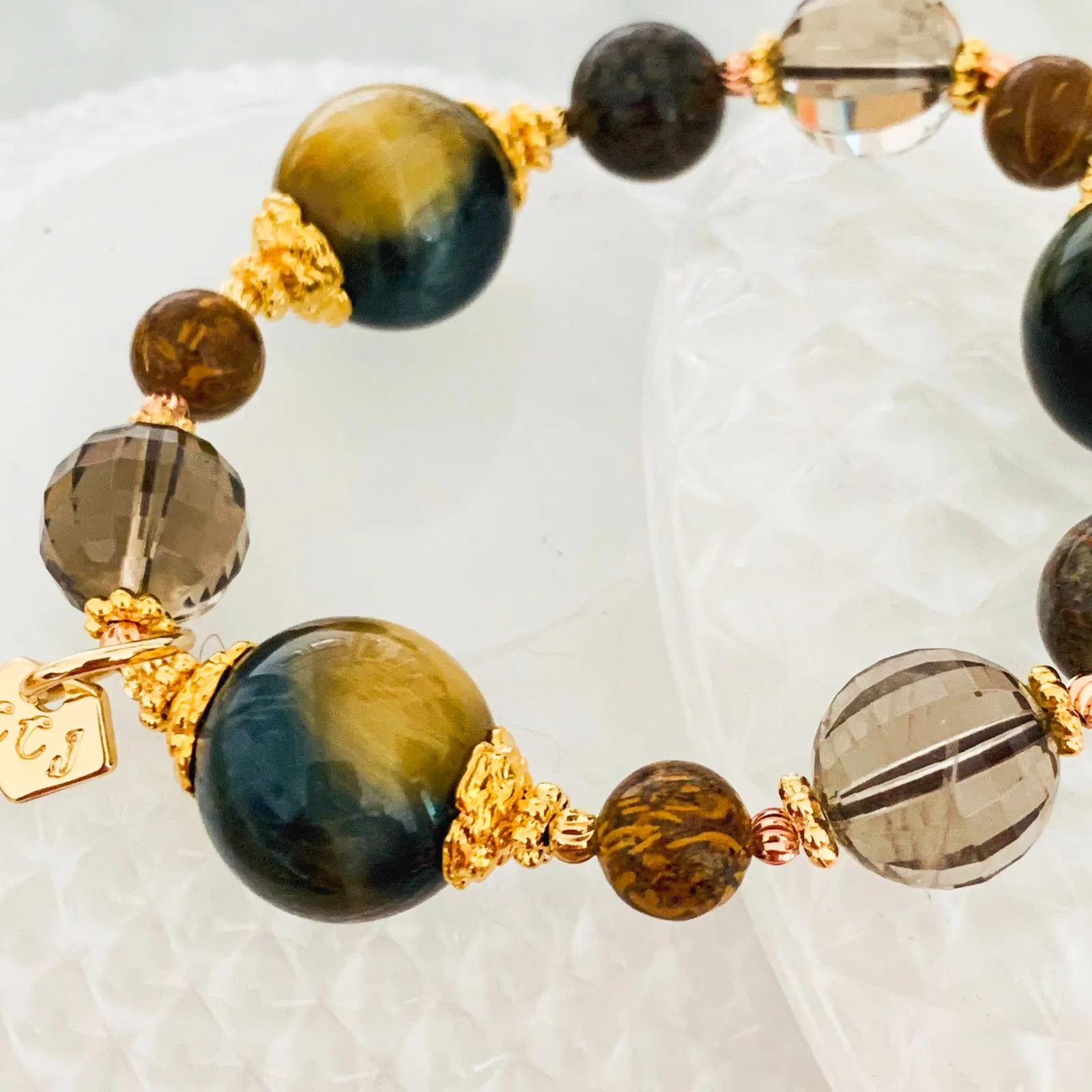 Jasper, Smoky Quartz & Tigereye Bracelet