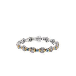 Konstantino Kyma Collection Sterling and Gold Refined Grace Sky Blue Topaz Bracelet