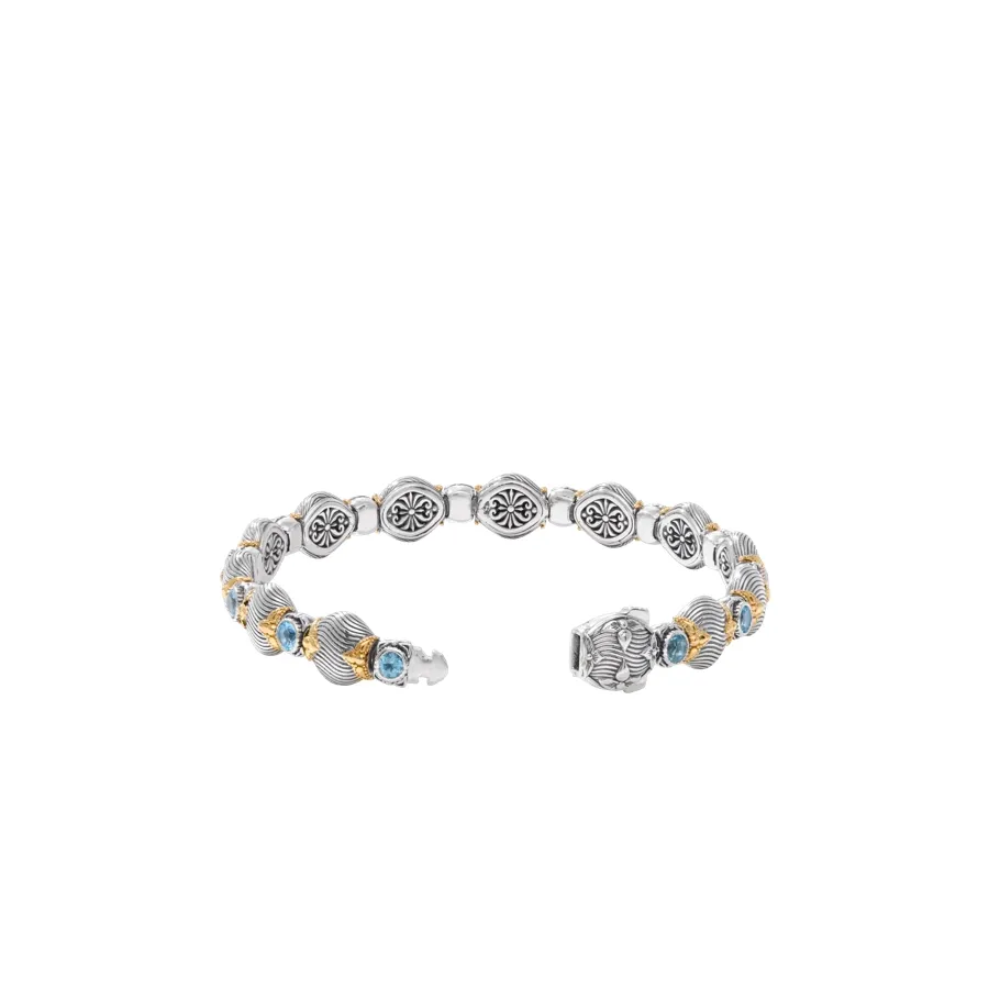 Konstantino Kyma Collection Sterling and Gold Refined Grace Sky Blue Topaz Bracelet