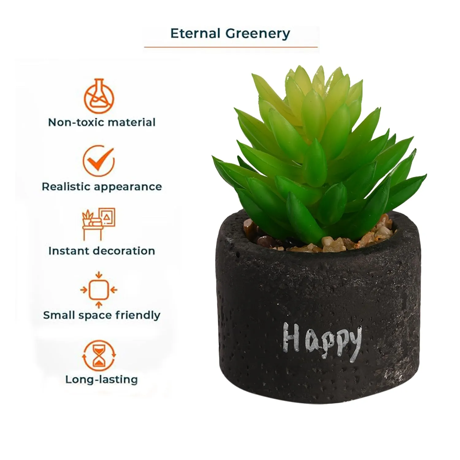 Kuber Industries Artificial Plant | Succulent Artificial Plant with Cement Pot | Artificial Plant for Home D?cor | Plant for Office-Desk-Shelf-Living Room| 20220443 | Green