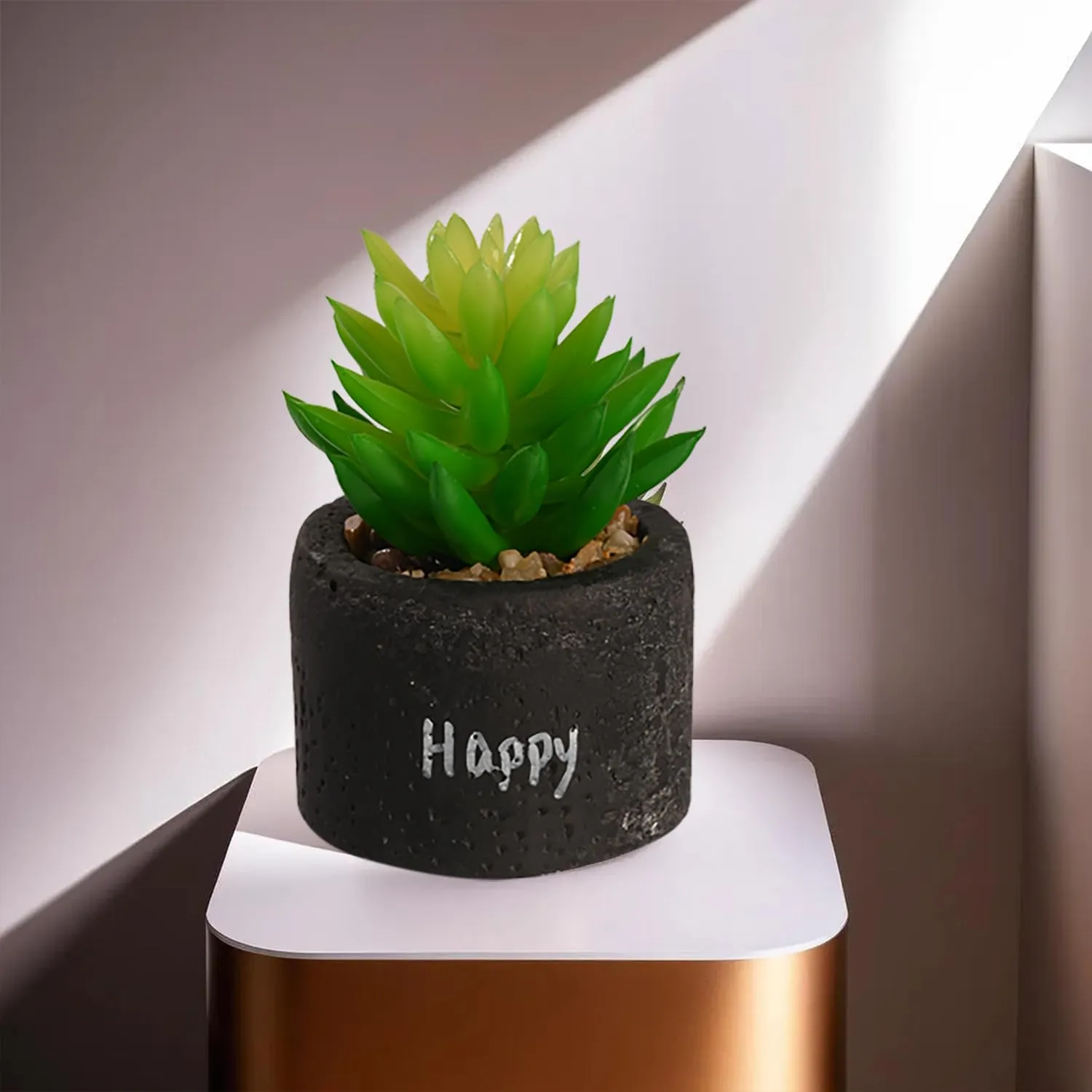 Kuber Industries Artificial Plant | Succulent Artificial Plant with Cement Pot | Artificial Plant for Home D?cor | Plant for Office-Desk-Shelf-Living Room| 20220443 | Green