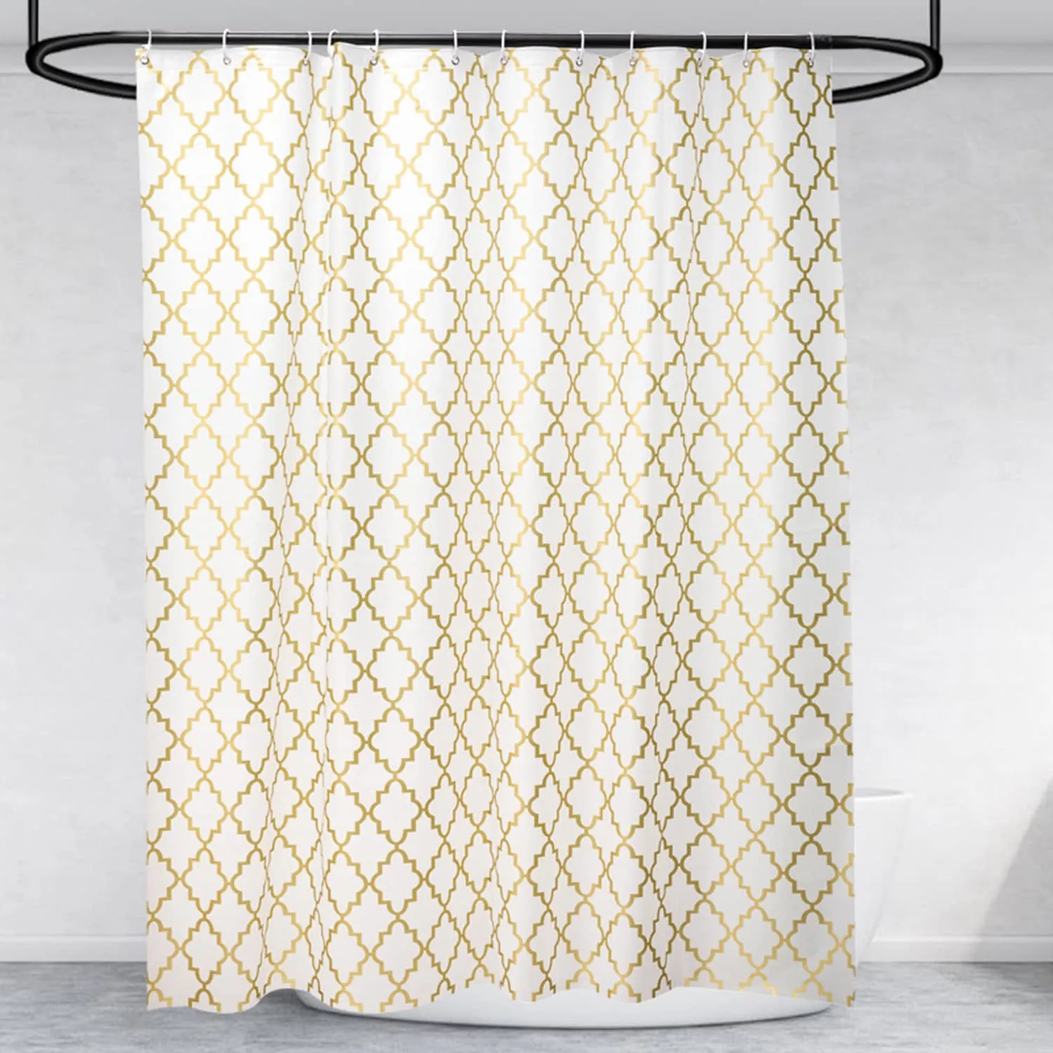 Kuber Industries Soft Texture Bath Curtain|Natural Drape Waterproof Shower Curtain 6 Feet|Gold