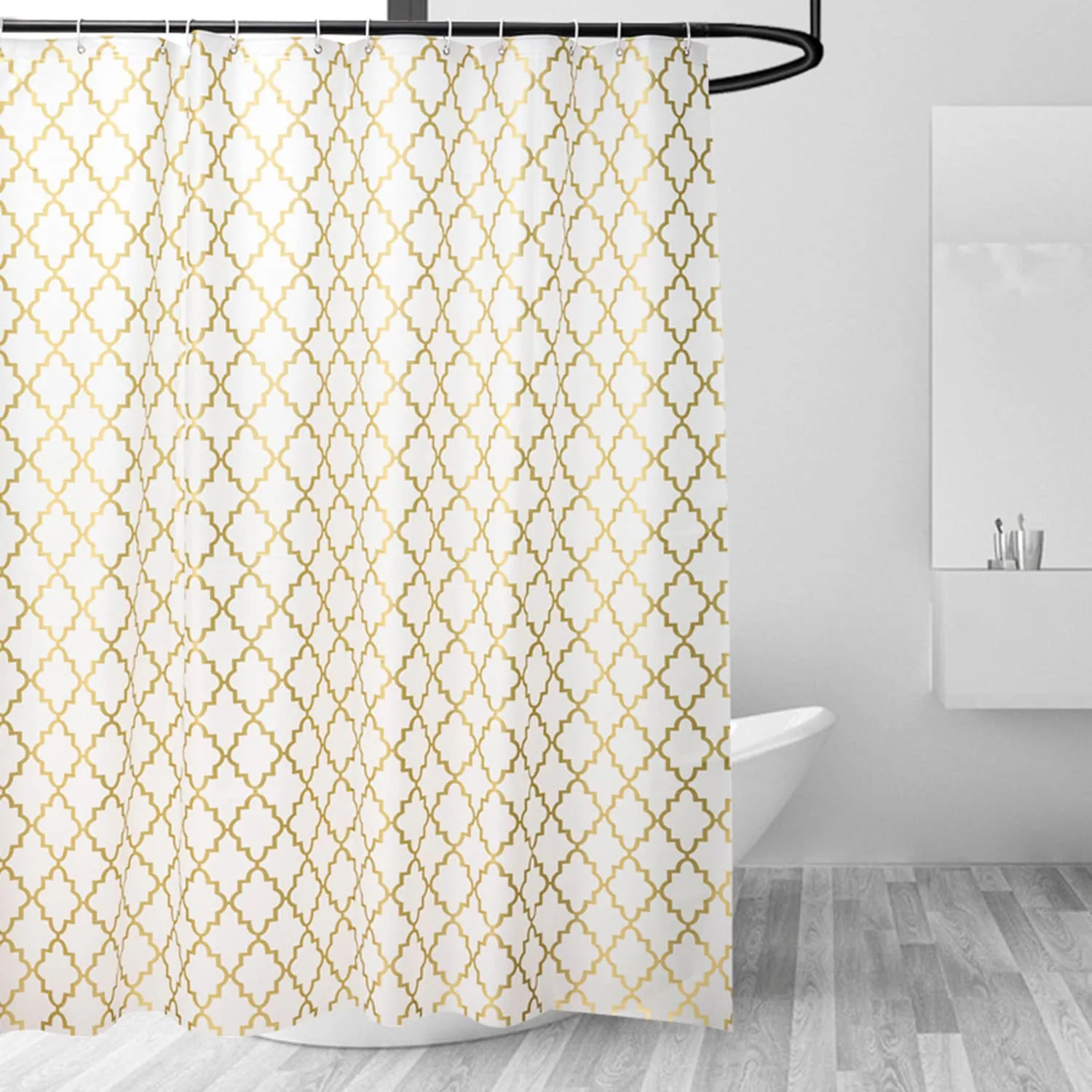 Kuber Industries Soft Texture Bath Curtain|Natural Drape Waterproof Shower Curtain 6 Feet|Gold