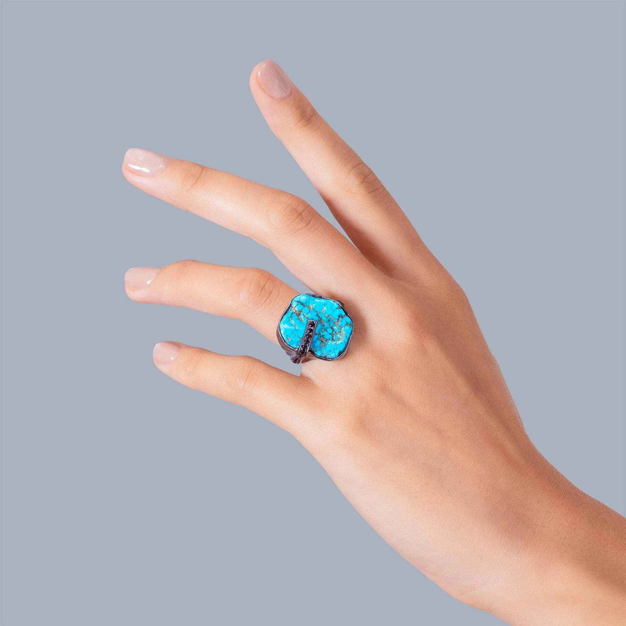 Langit Rough Turquoise and Spinel Ring