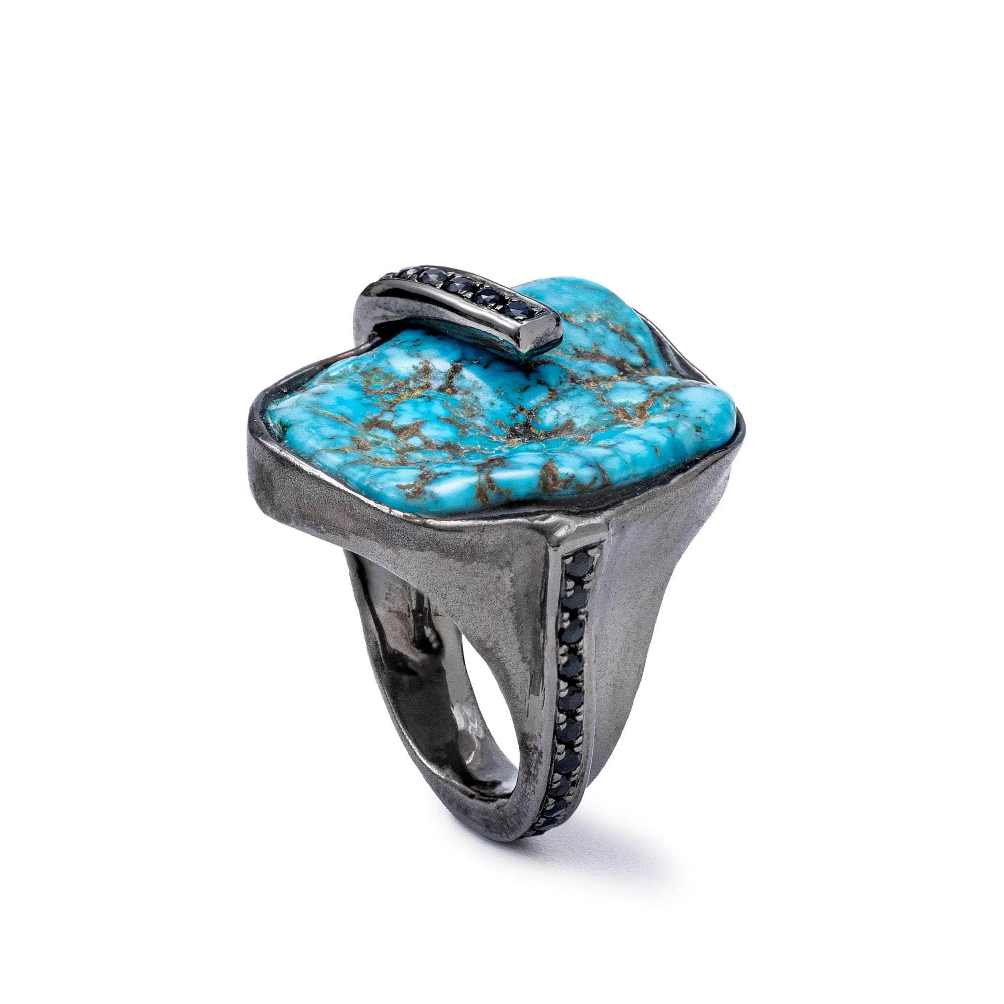 Langit Rough Turquoise and Spinel Ring