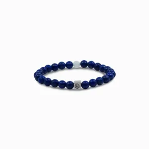 Lapis Lazuli and White Moonstone Bead Bracelet