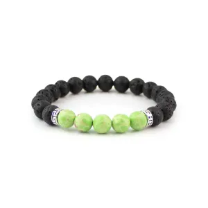 Lava and Green Howlite Beaded Bracelet