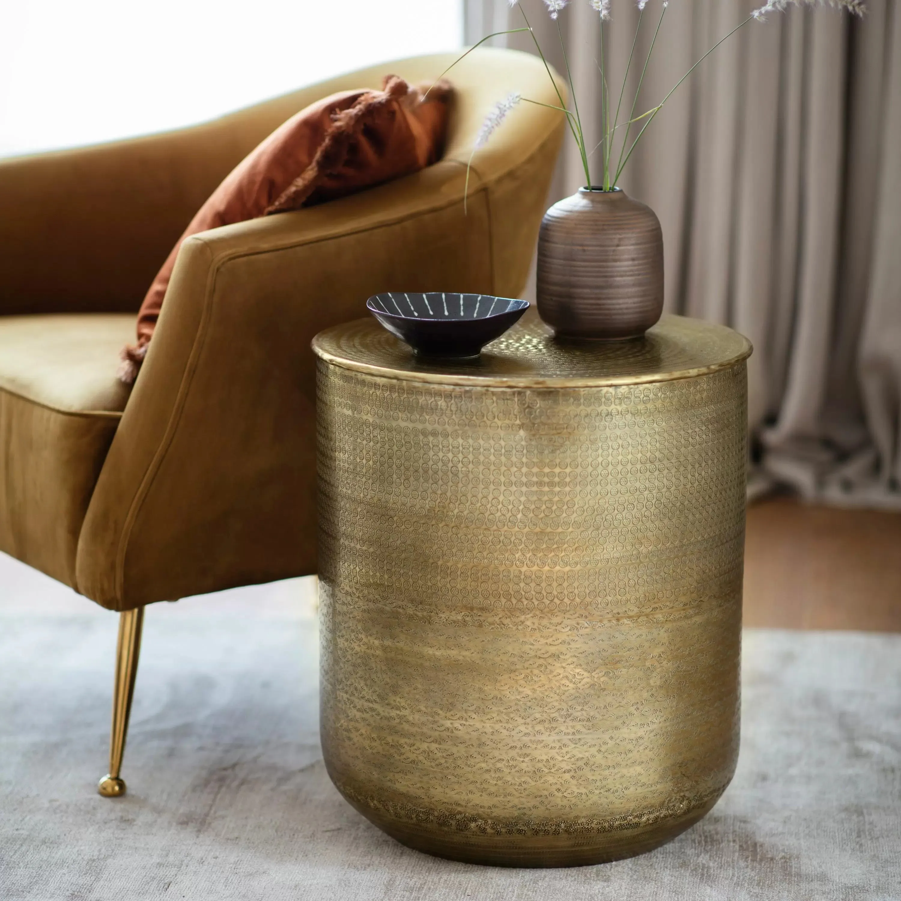 Liora Side Table – Brass Finish