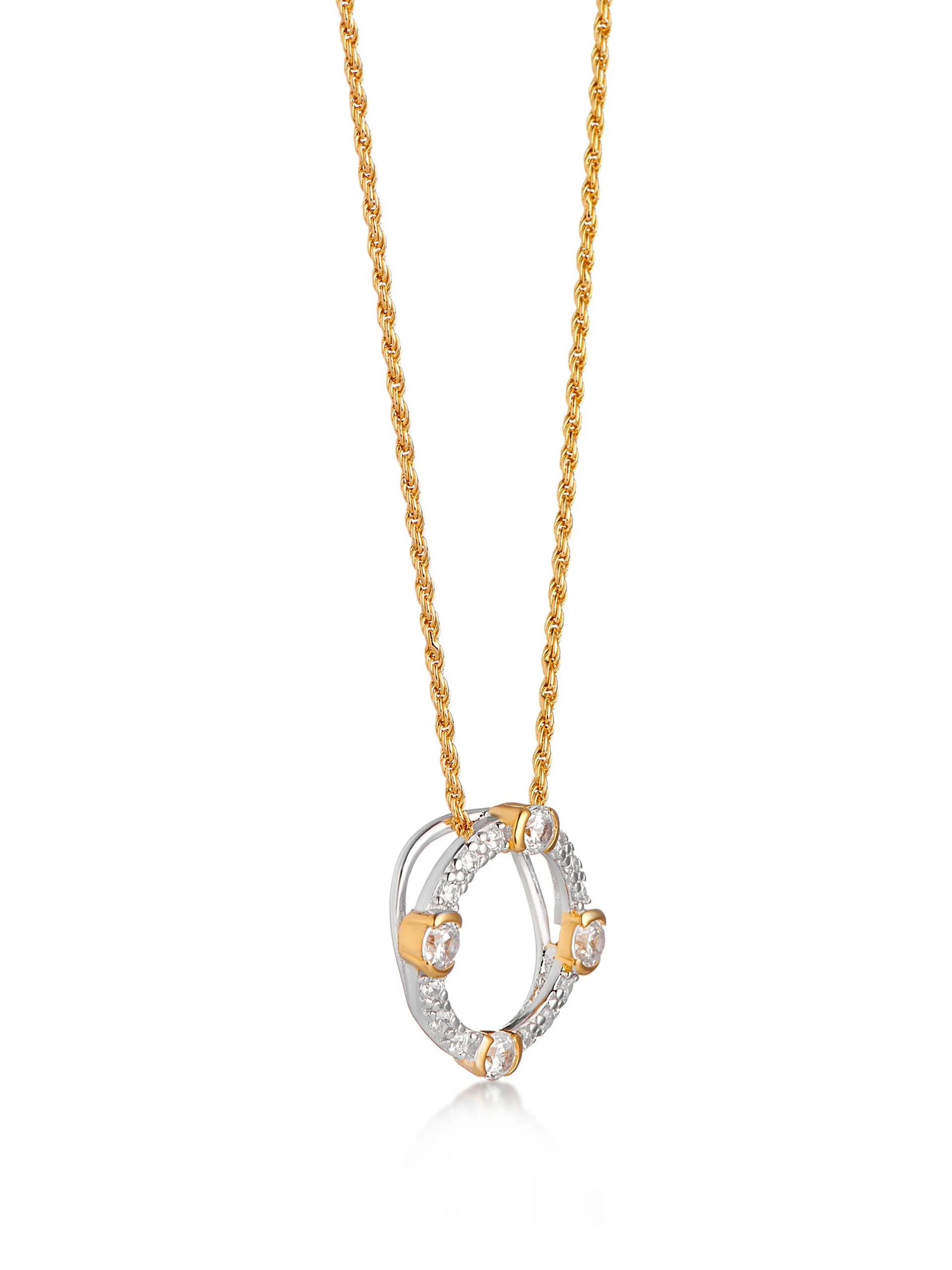 Luna gold circle necklace on rope chain