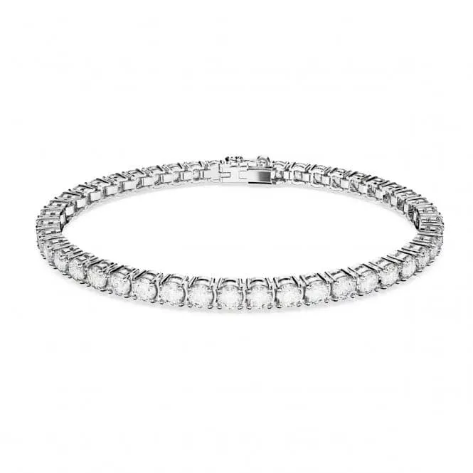 Matrix Rhodium Plated White Round Cut Bracelet