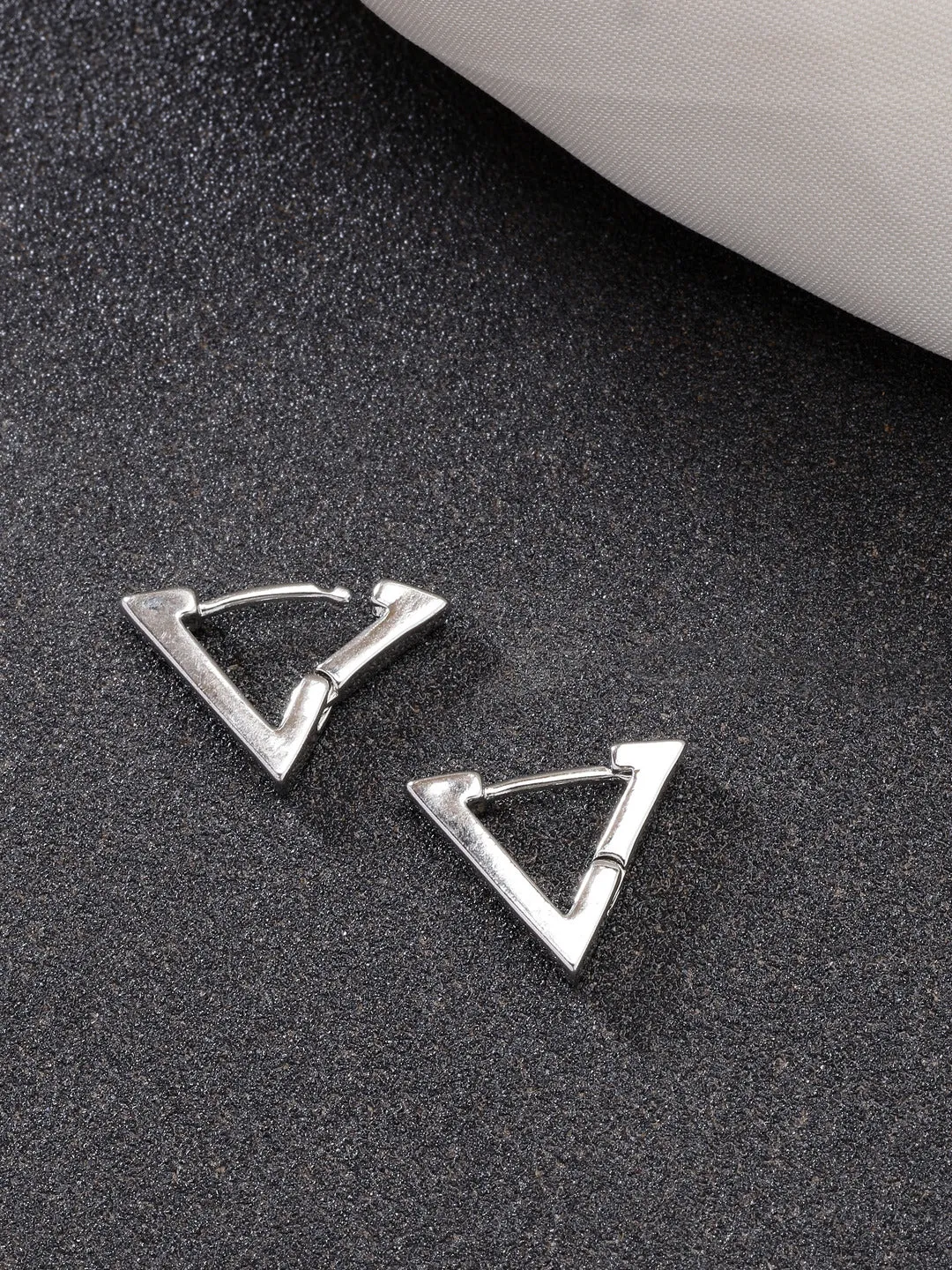 Men's Set Of 3 Multicolor Rhodium-Plated Geometric Shape Stainless Steel Studs Earring - NVR