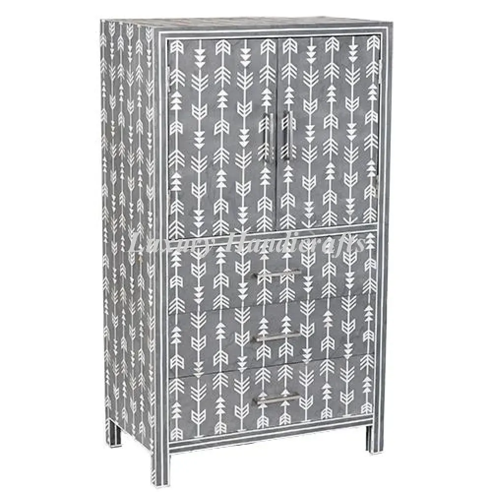 Mother Of Pearl Inlay Arrow Cabinet Grey