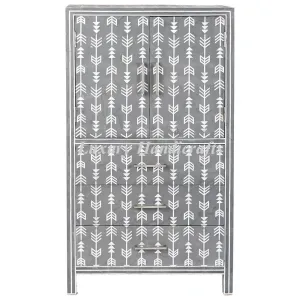 Mother Of Pearl Inlay Arrow Cabinet Grey