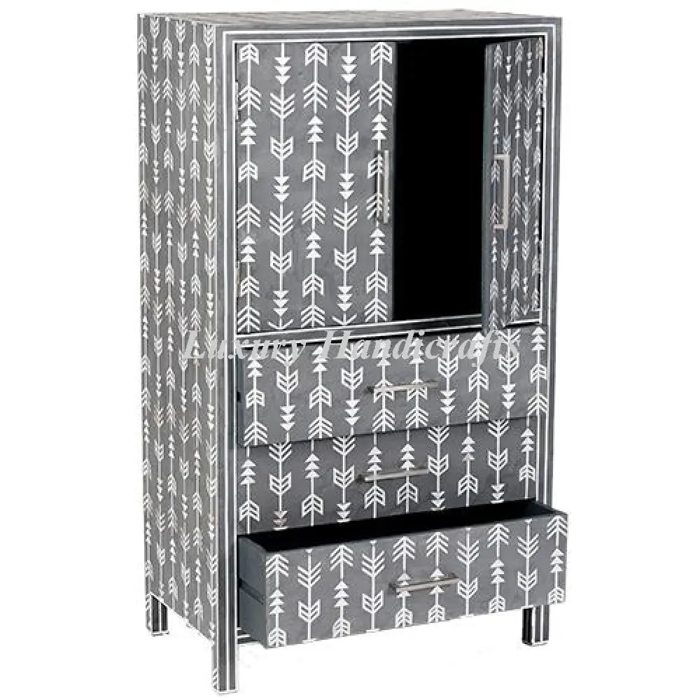 Mother Of Pearl Inlay Arrow Cabinet Grey