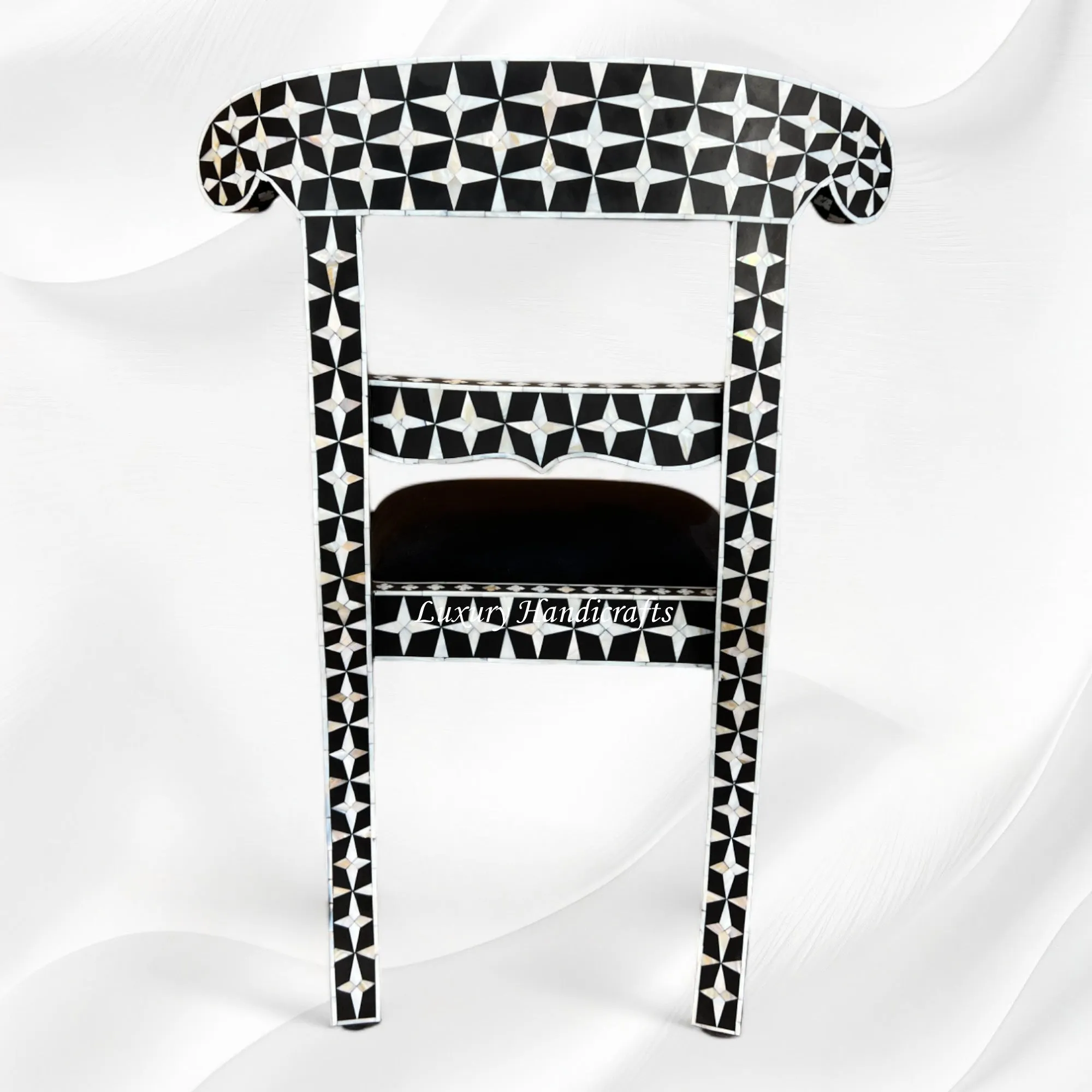 Mother Of Pearl Inlay Star Design Chair Black