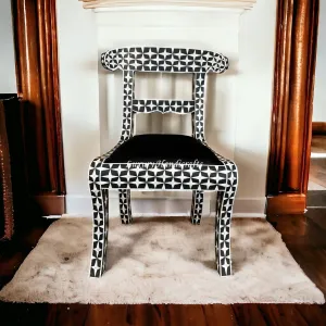 Mother Of Pearl Inlay Star Design Chair Black