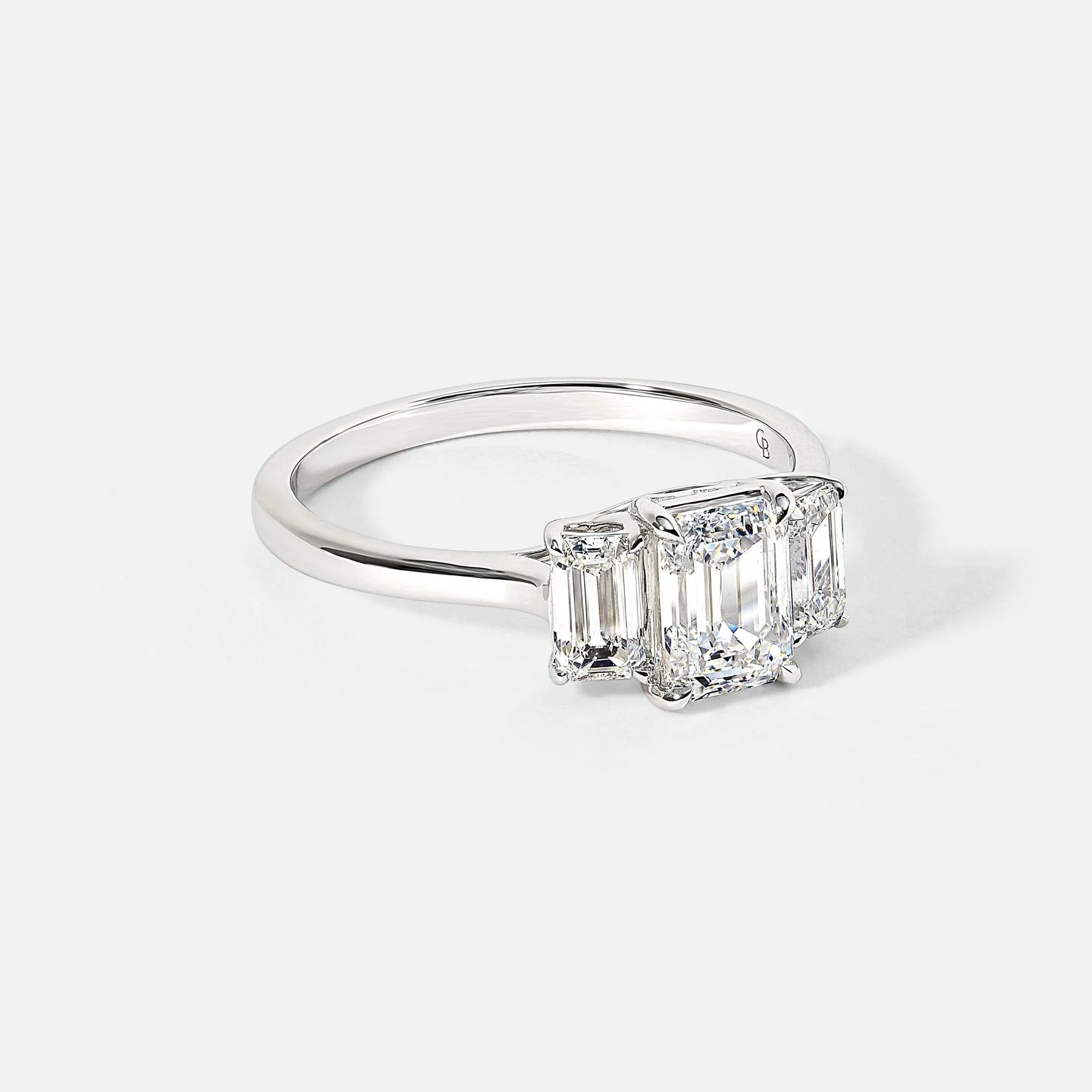 Murphy | 9ct White Gold 1.56ct tw Emerald Cut Lab Grown Diamond Three Stone Ring