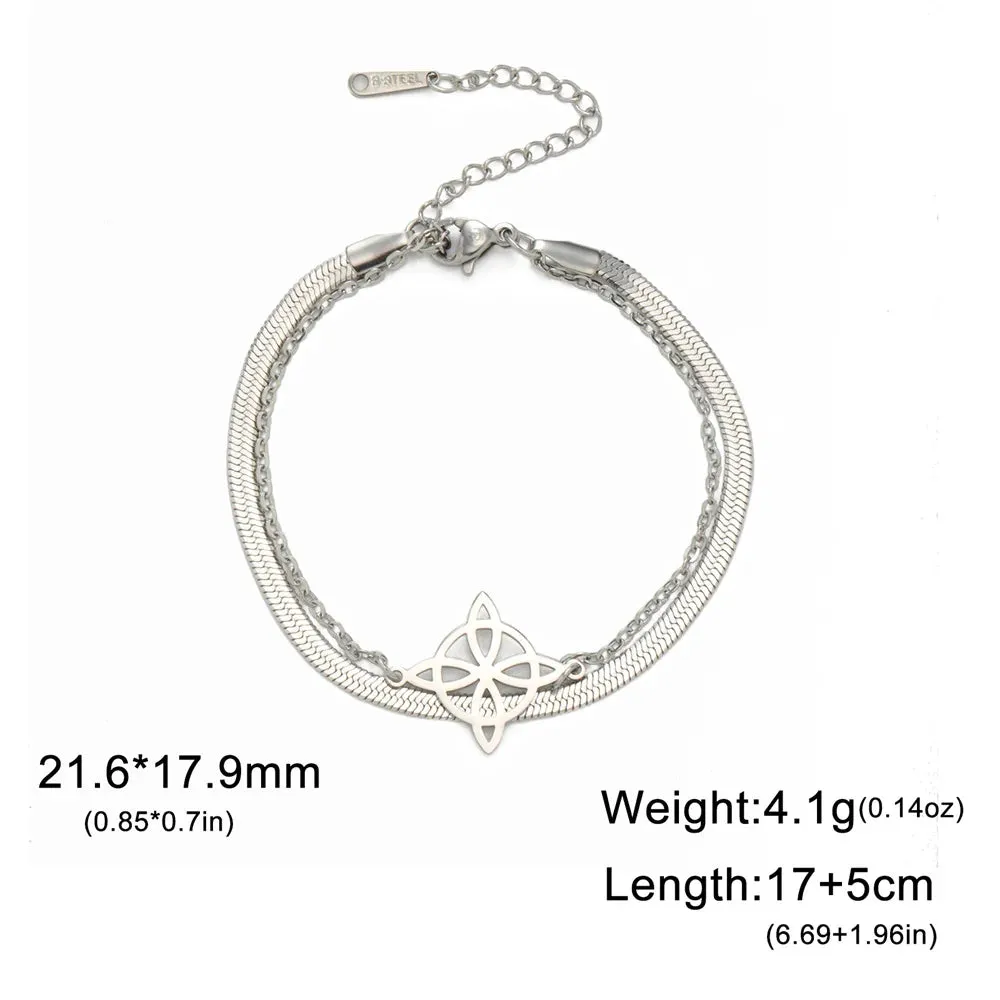 My Shape Witch Knot Bracelets for Women Celtic Knot Charm 2-Layer Chains Bracelet Wicca Amulet Stainless Steel Jewelry Wholesale