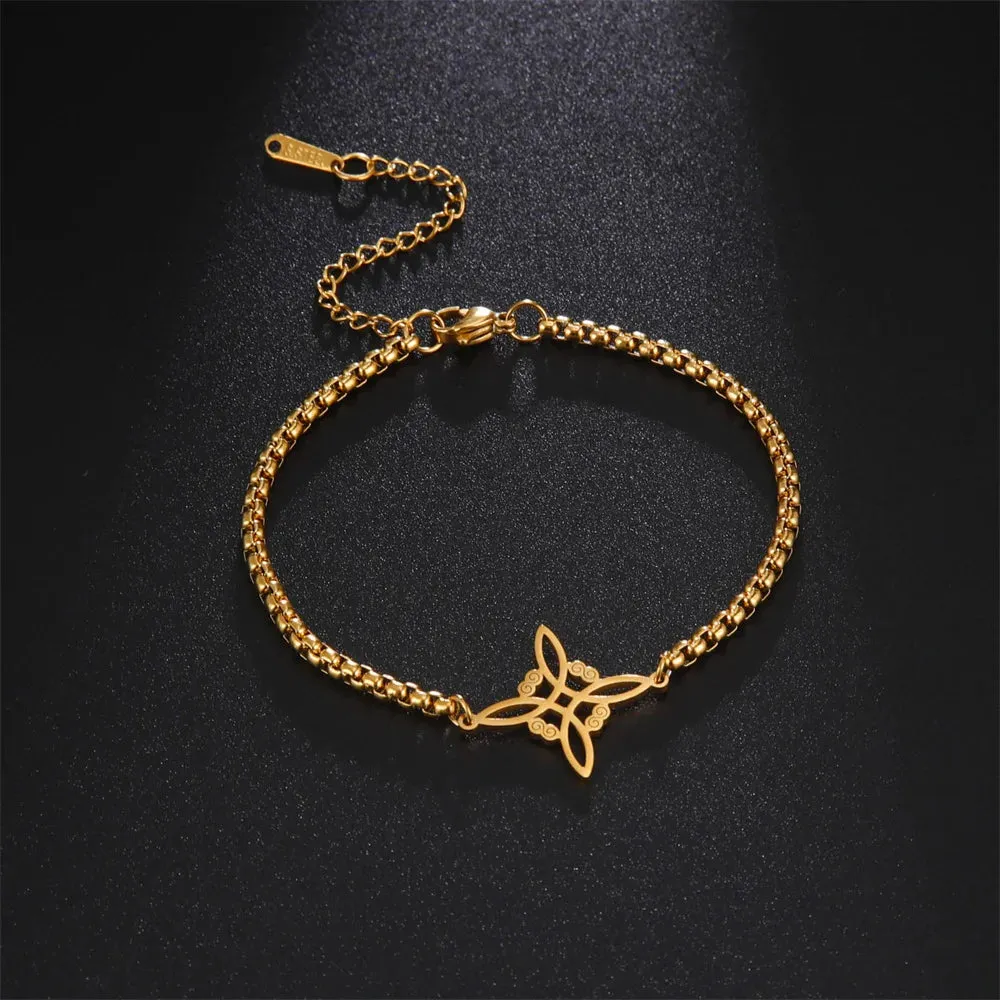 My Shape Witch Knot Bracelets for Women Celtic Knot Charm 2-Layer Chains Bracelet Wicca Amulet Stainless Steel Jewelry Wholesale