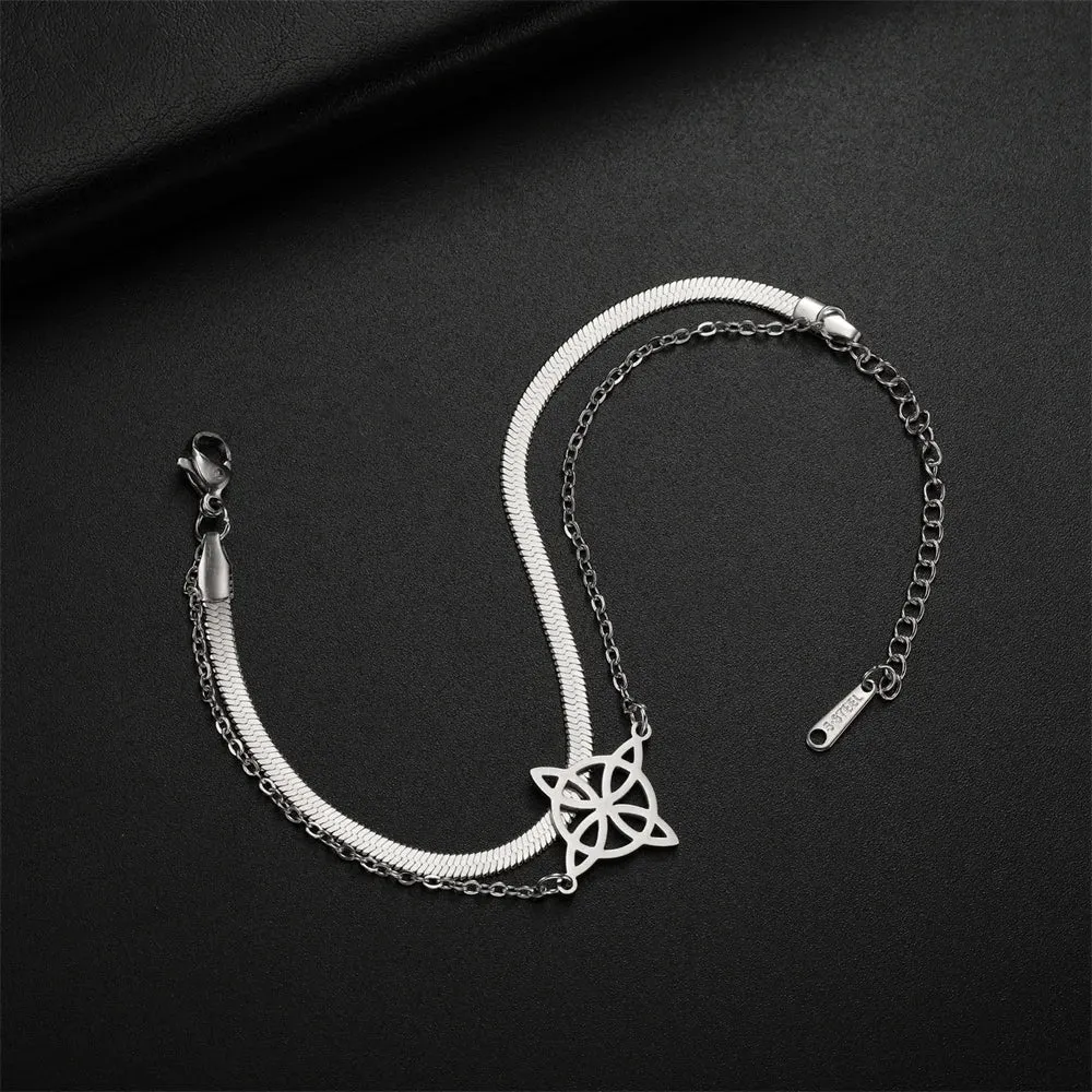 My Shape Witch Knot Bracelets for Women Celtic Knot Charm 2-Layer Chains Bracelet Wicca Amulet Stainless Steel Jewelry Wholesale