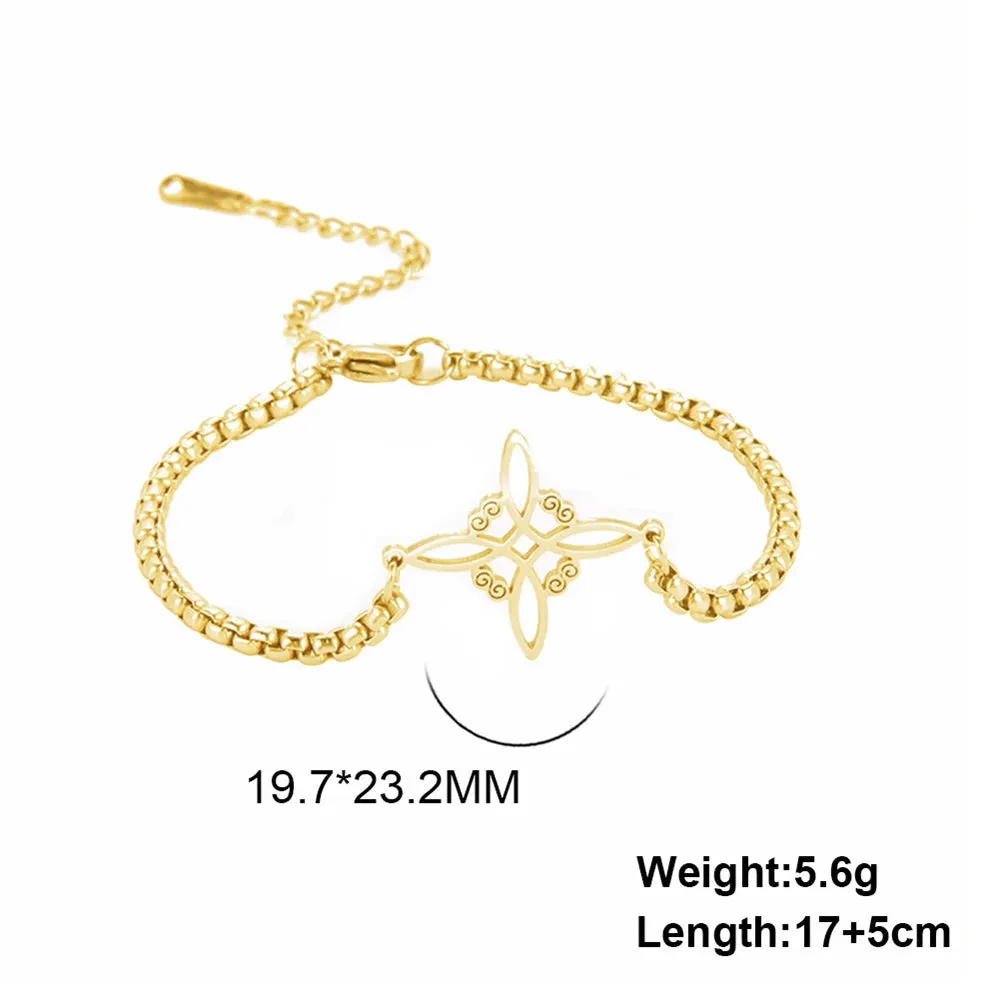 My Shape Witch Knot Bracelets for Women Celtic Knot Charm 2-Layer Chains Bracelet Wicca Amulet Stainless Steel Jewelry Wholesale