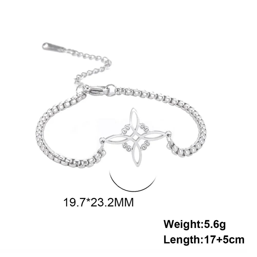 My Shape Witch Knot Bracelets for Women Celtic Knot Charm 2-Layer Chains Bracelet Wicca Amulet Stainless Steel Jewelry Wholesale