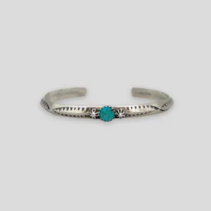 Native American Handcrafted Sterling Silver Round Turquoise Bracelet