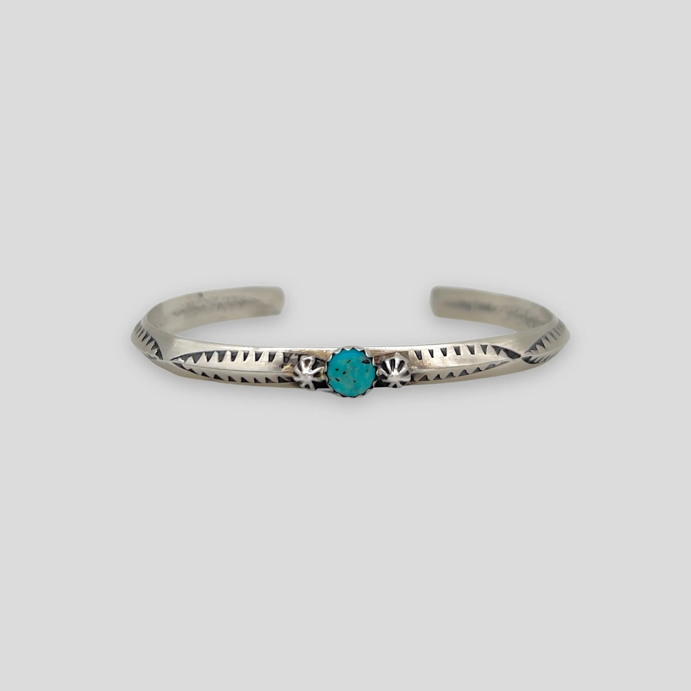 Native American Handcrafted Sterling Silver Round Turquoise Bracelet