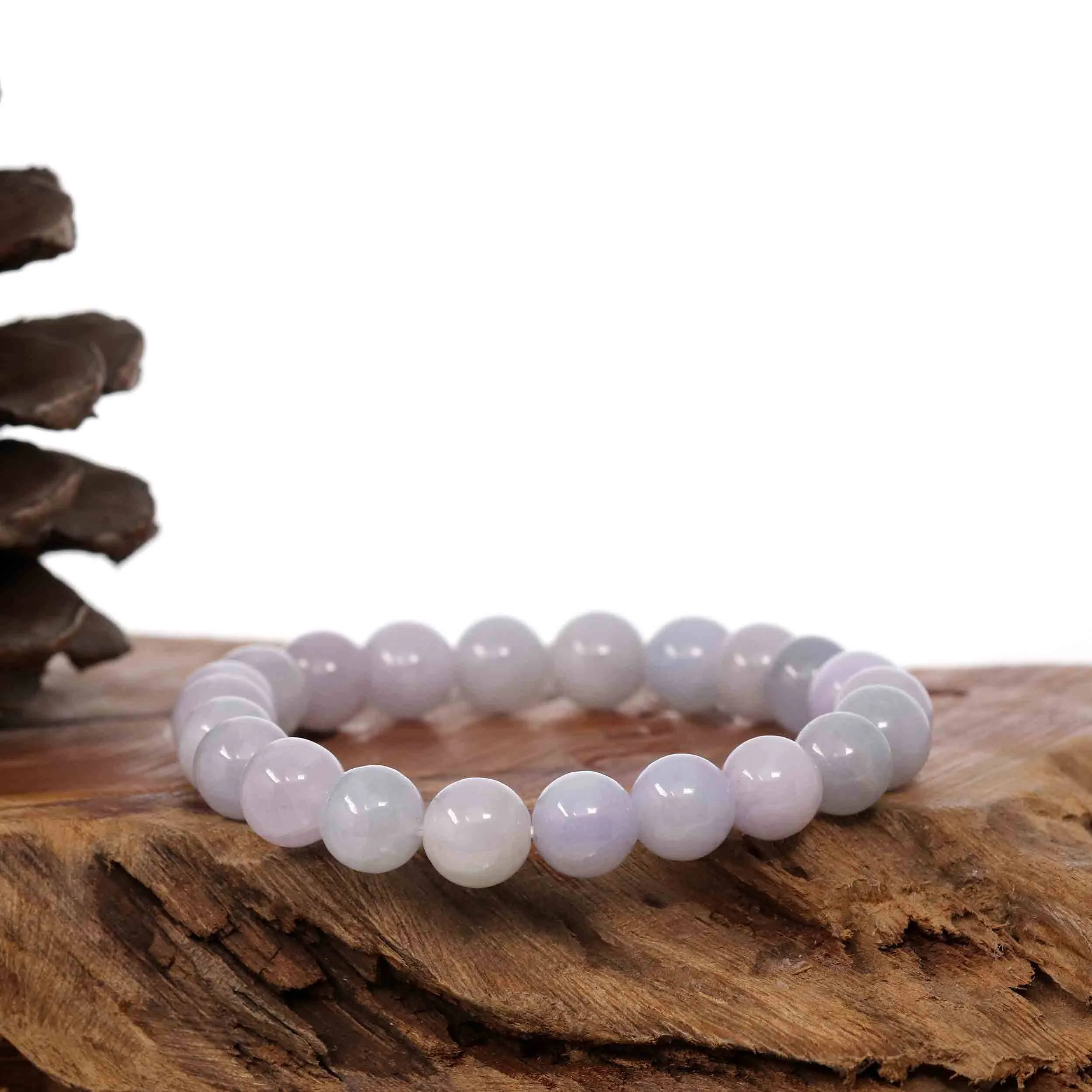 Natural Jadeite Jade 10 mm Round Lavender Beads Bracelet ( 10 mm )