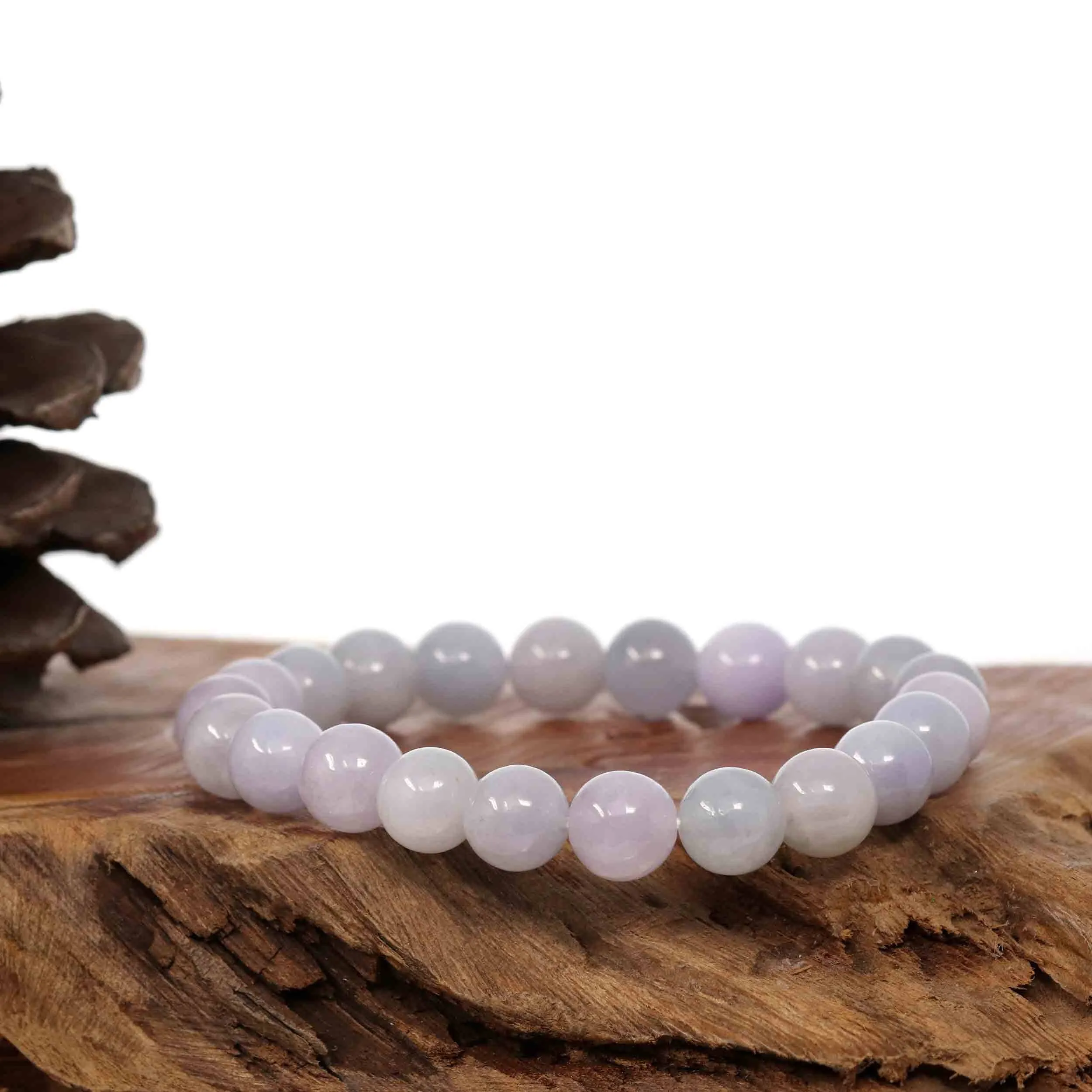 Natural Jadeite Jade 10 mm Round Lavender Beads Bracelet ( 10 mm )