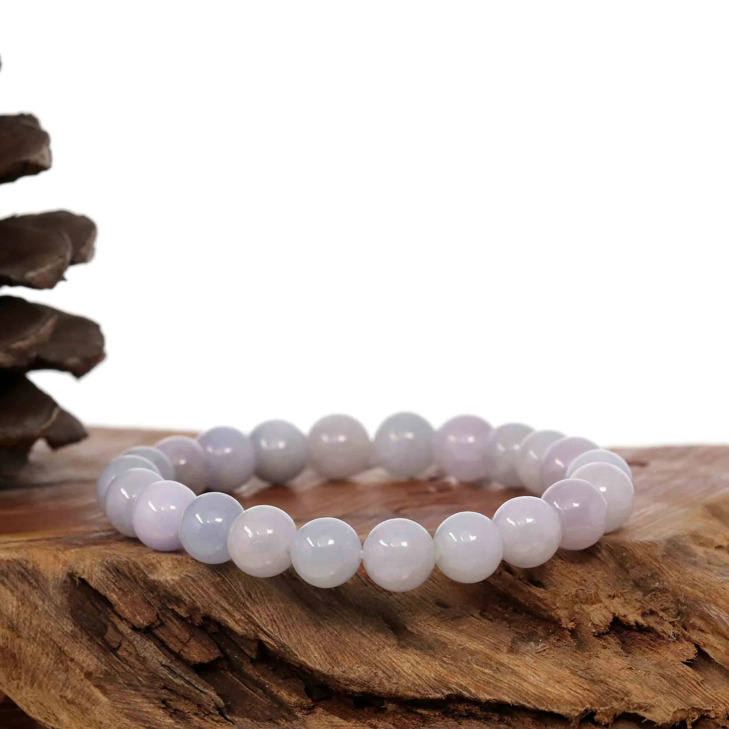 Natural Jadeite Jade 10 mm Round Lavender Beads Bracelet ( 10 mm )