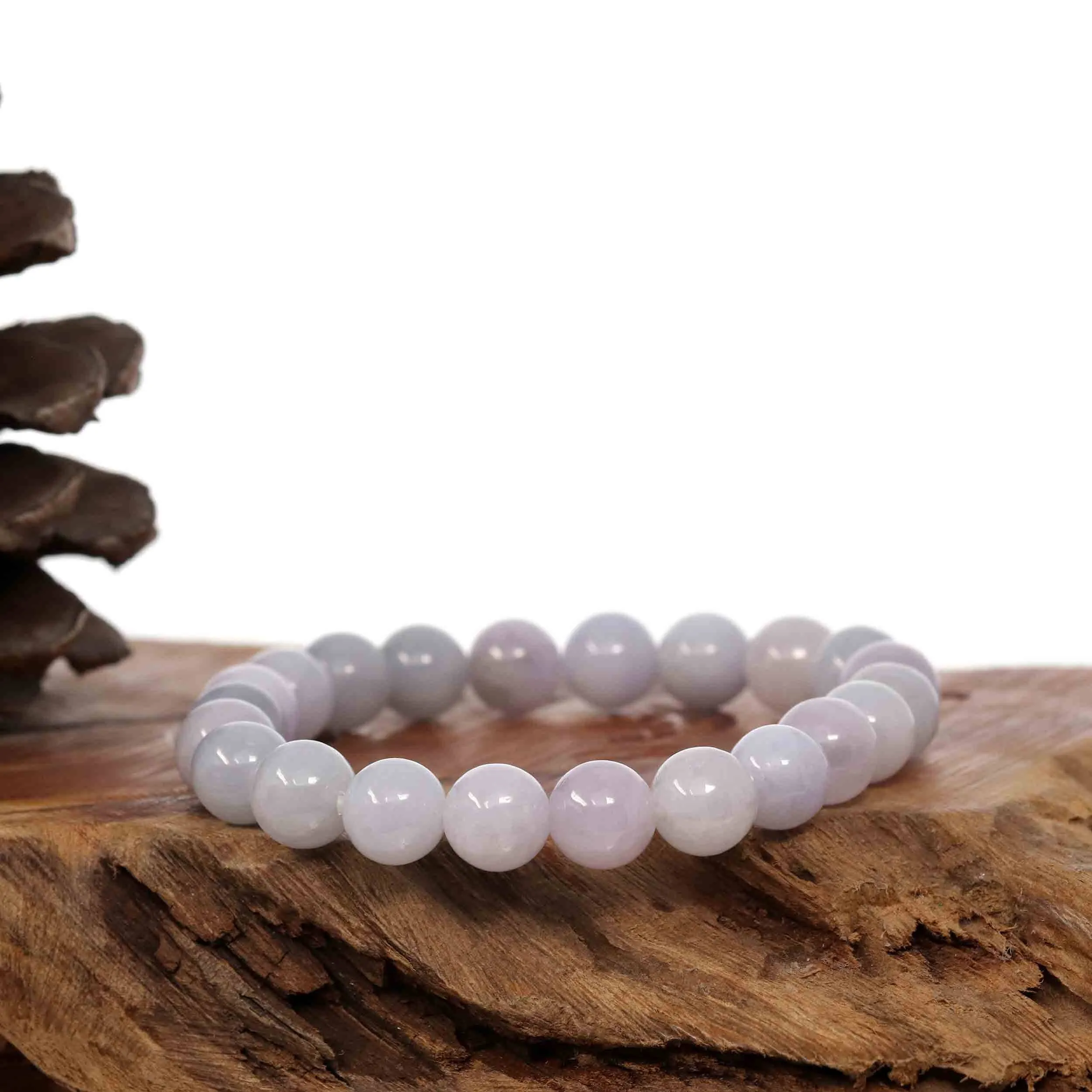 Natural Jadeite Jade 10 mm Round Lavender Beads Bracelet ( 10 mm )