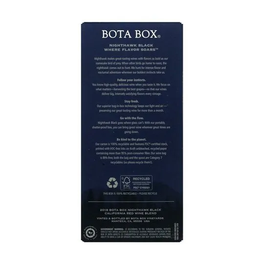 Nighthawk Black by Bota Box Rich Red Wine Blend, 3L