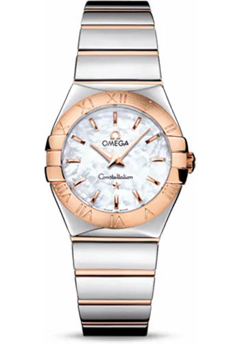 Omega Ladies Constellation Polished Quartz Watch - 27 mm Polished Steel And Red Gold Case - Mother-Of-Pearl Dial - Steel And Red Gold Bracelet - 123.20.27.60.05.003