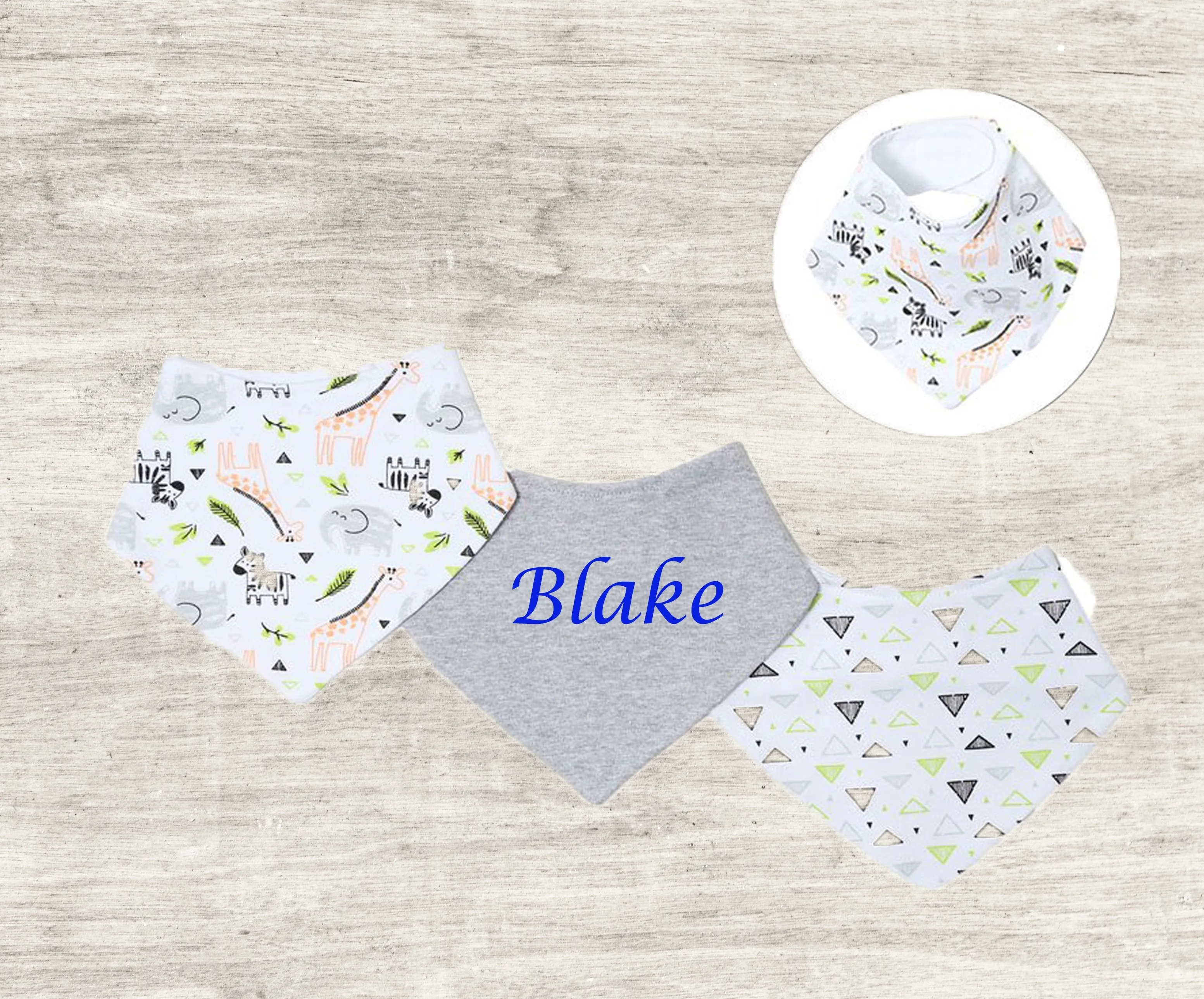 Personalised 3 Pack Bandana Zebra Bibs