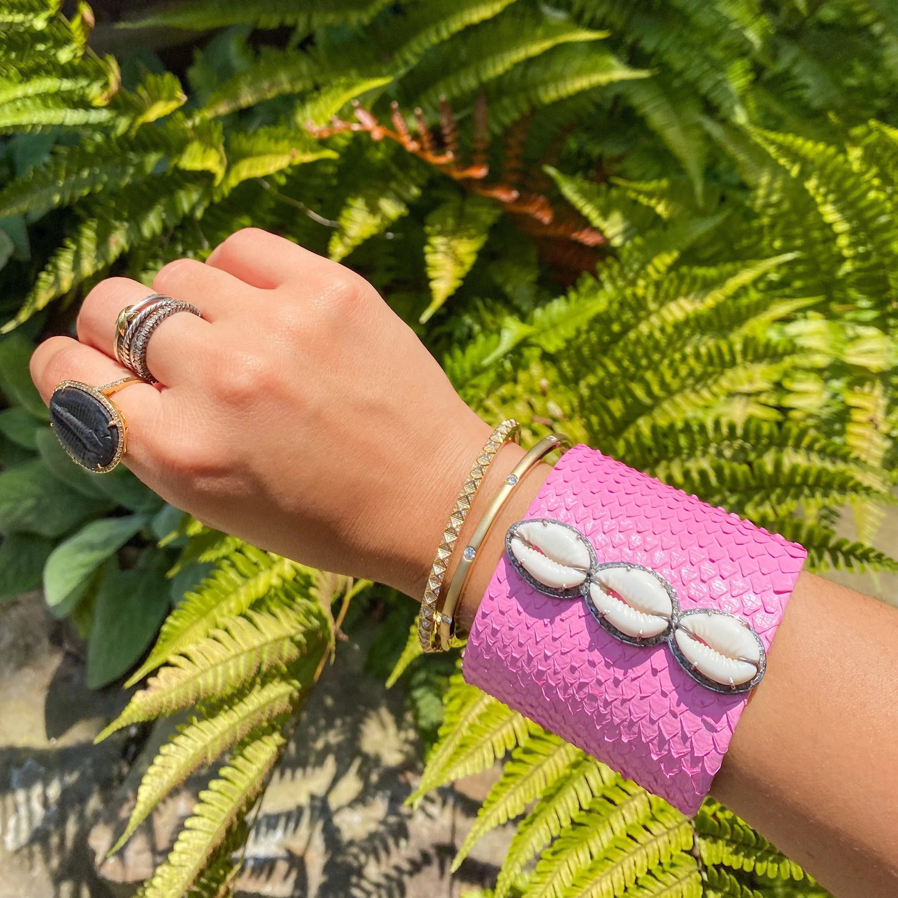 Pink Cowrie Python Cuff