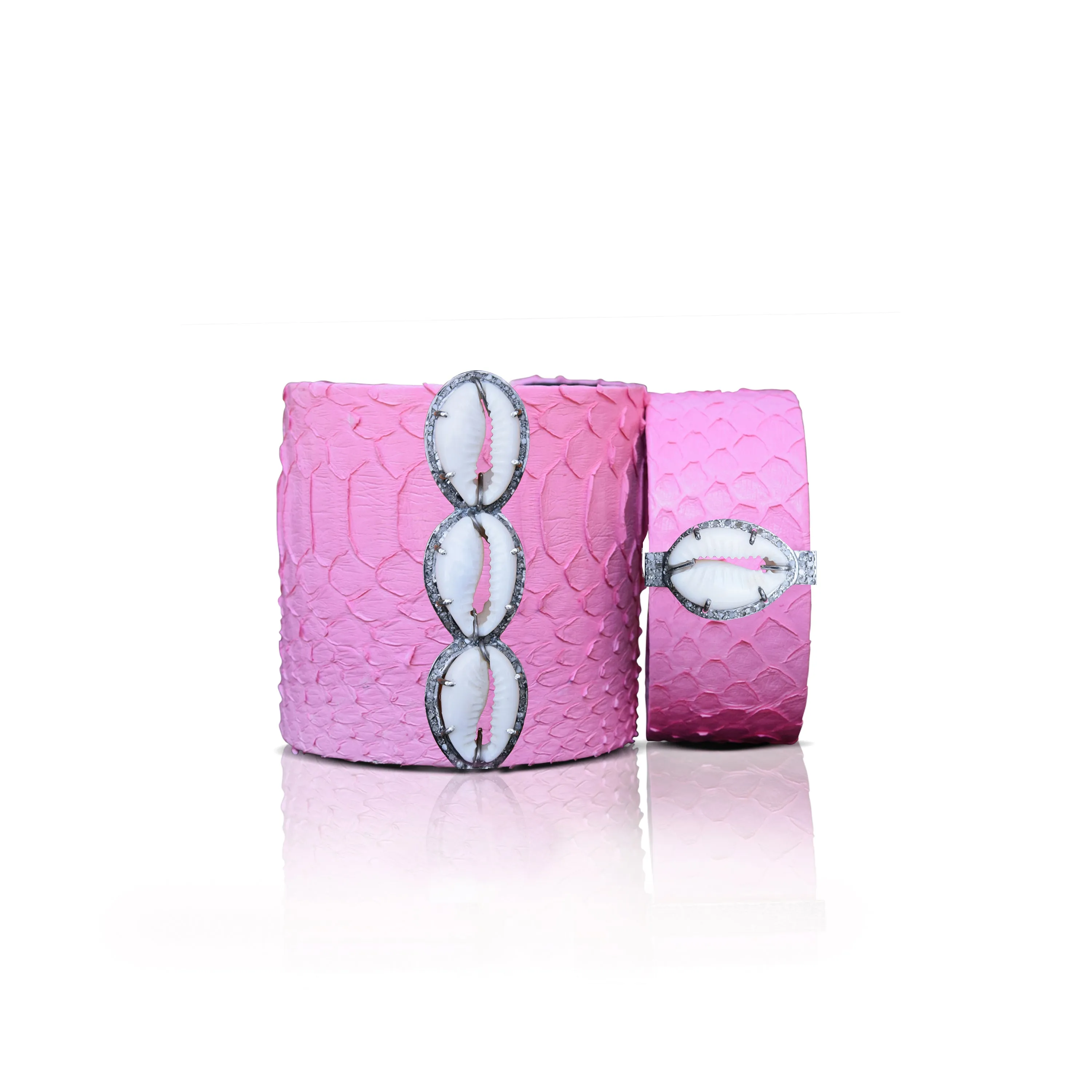 Pink Cowrie Python Cuff