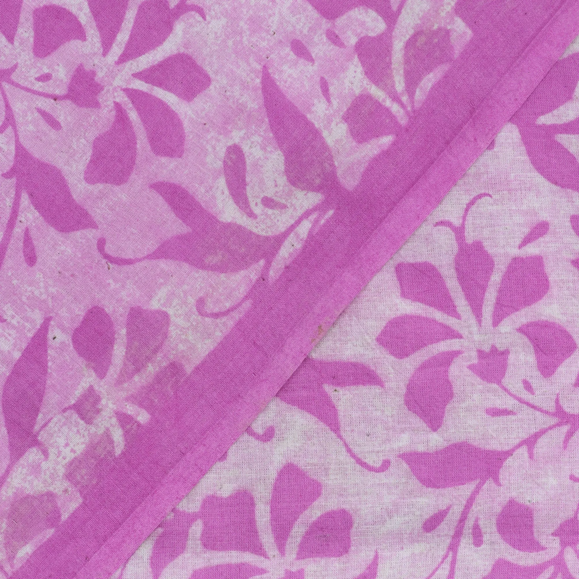 Pink Wooden Block Floral Printed Best Cotton Fabric