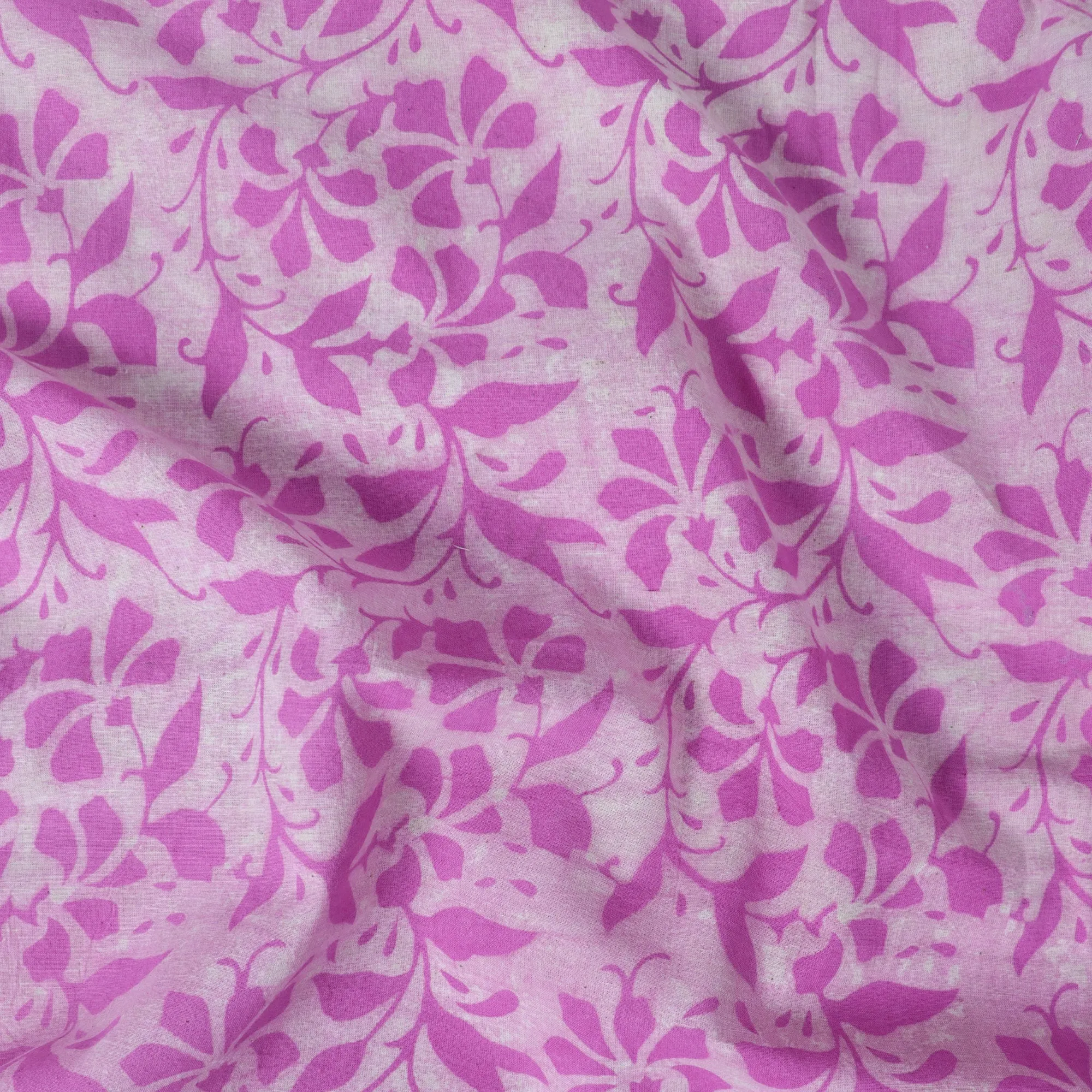 Pink Wooden Block Floral Printed Best Cotton Fabric