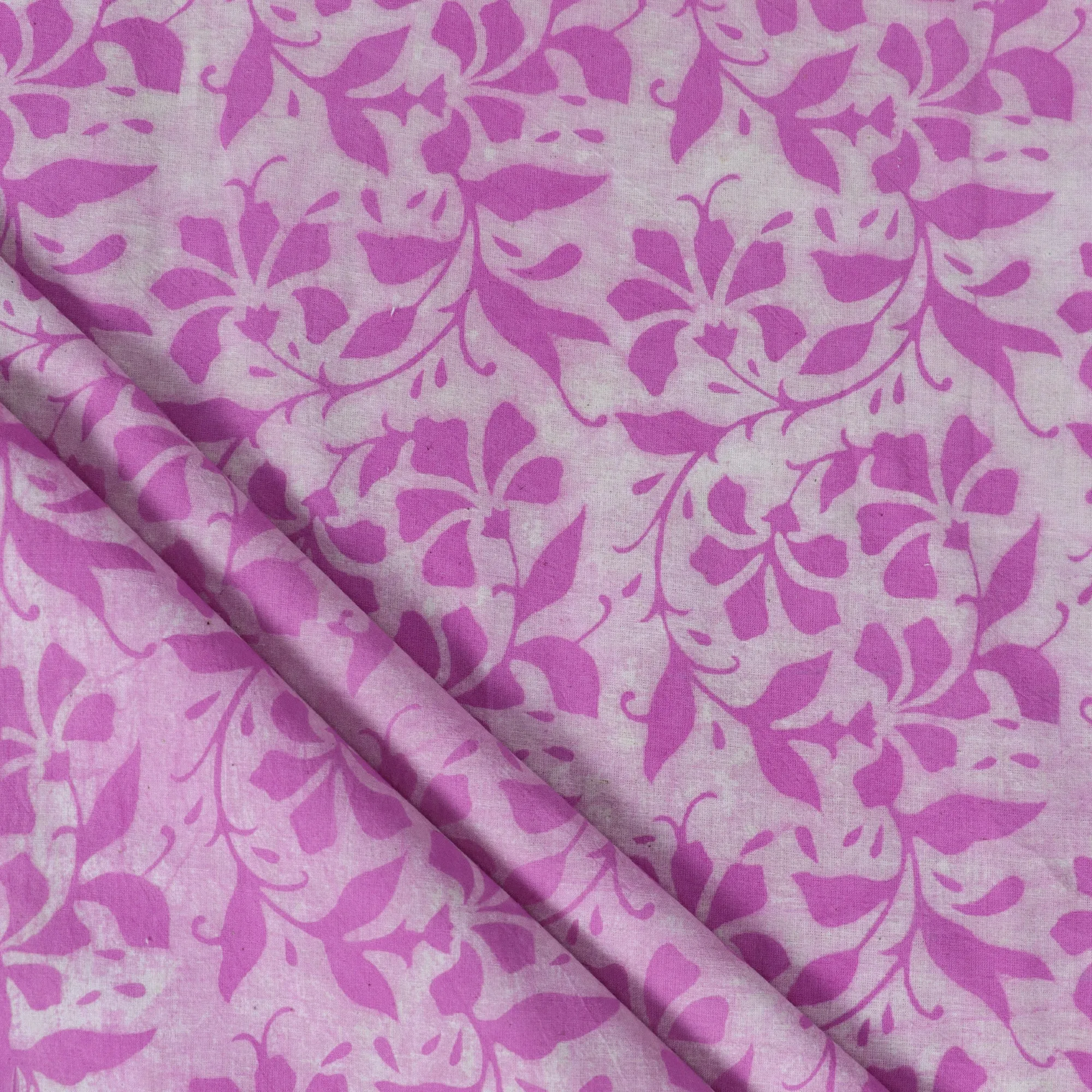 Pink Wooden Block Floral Printed Best Cotton Fabric