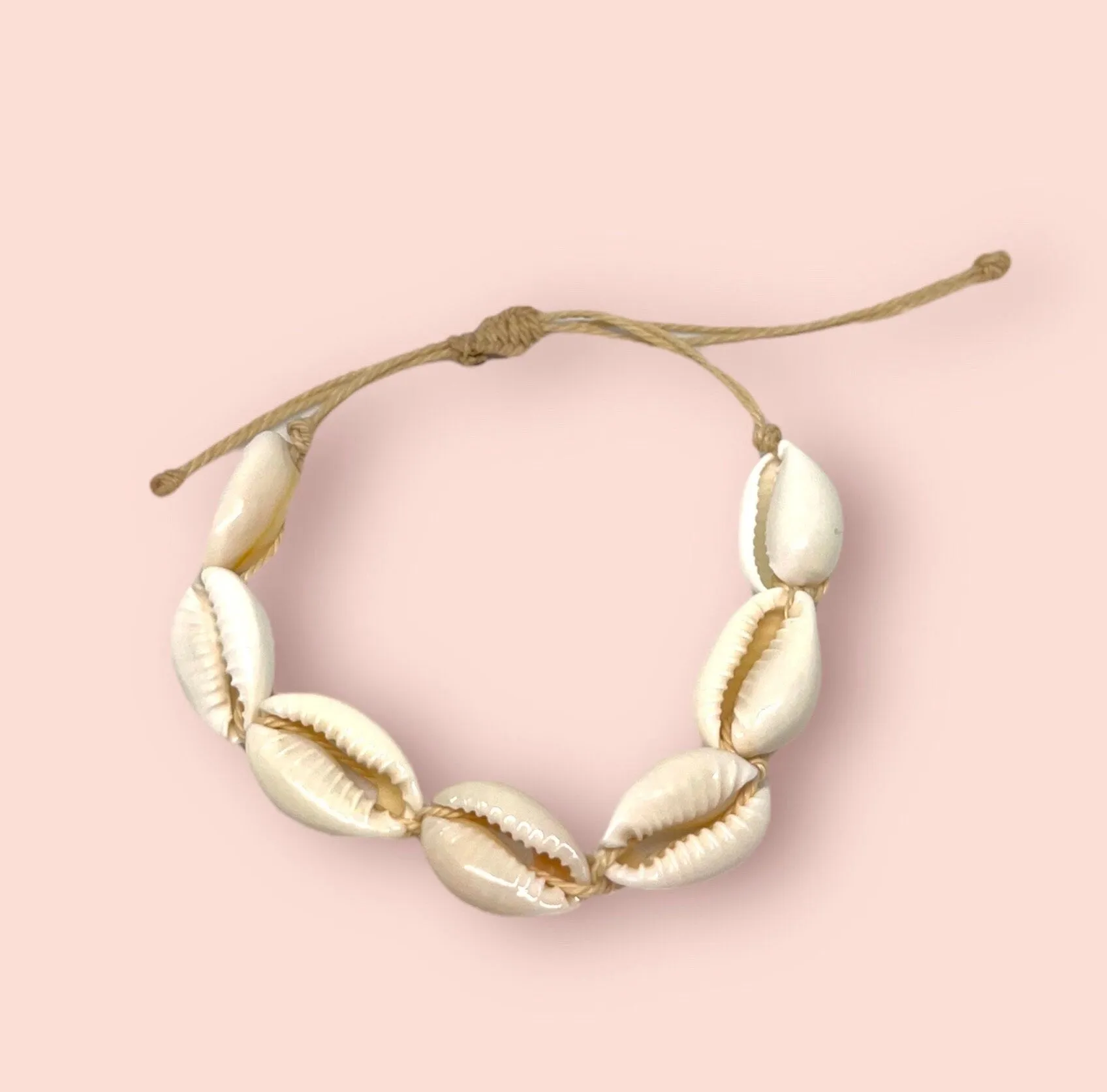 Plain Cowrie shell wax string bracelet