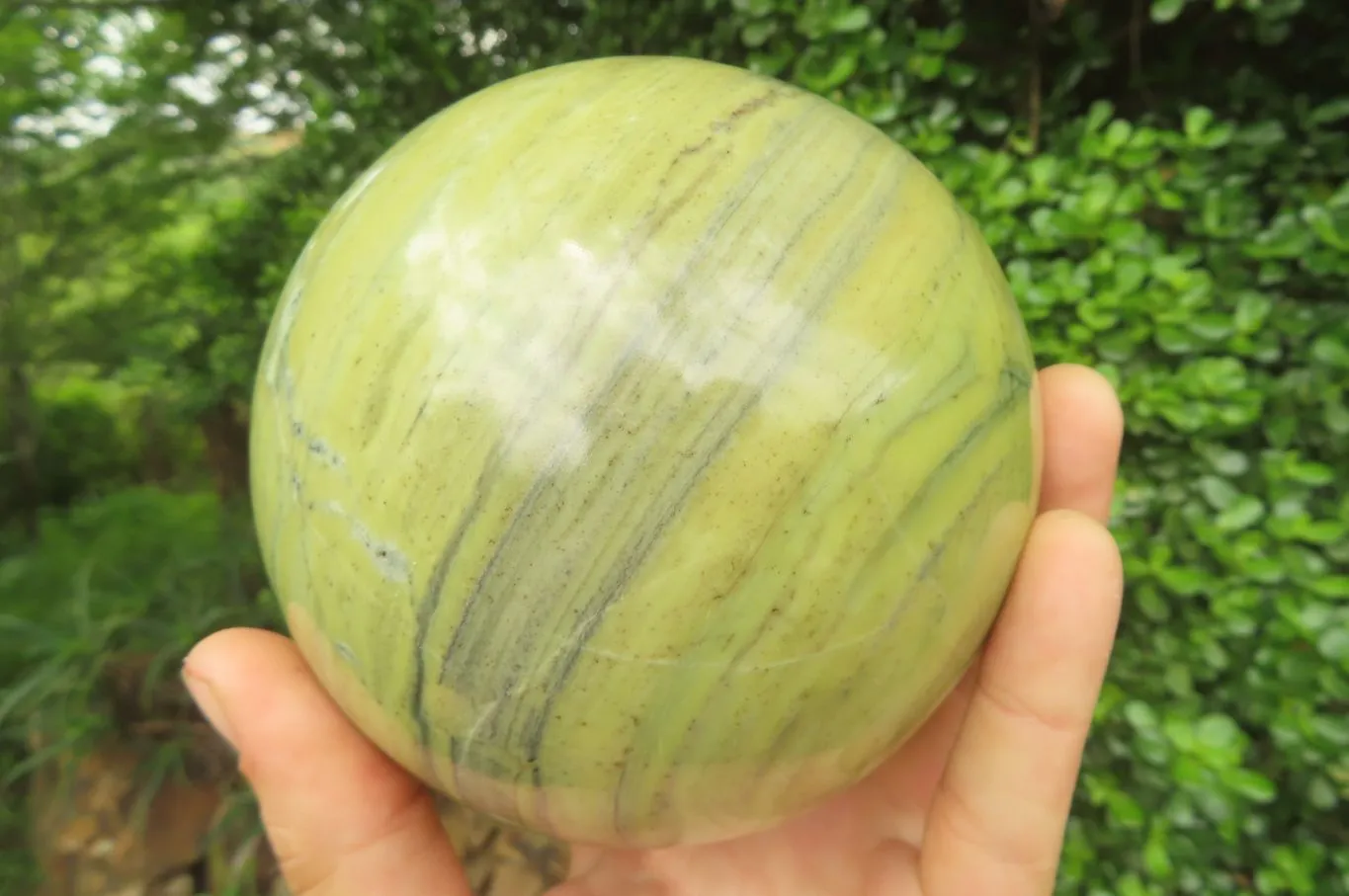 Polished Butter Jade Sphere x 1 From South Africa