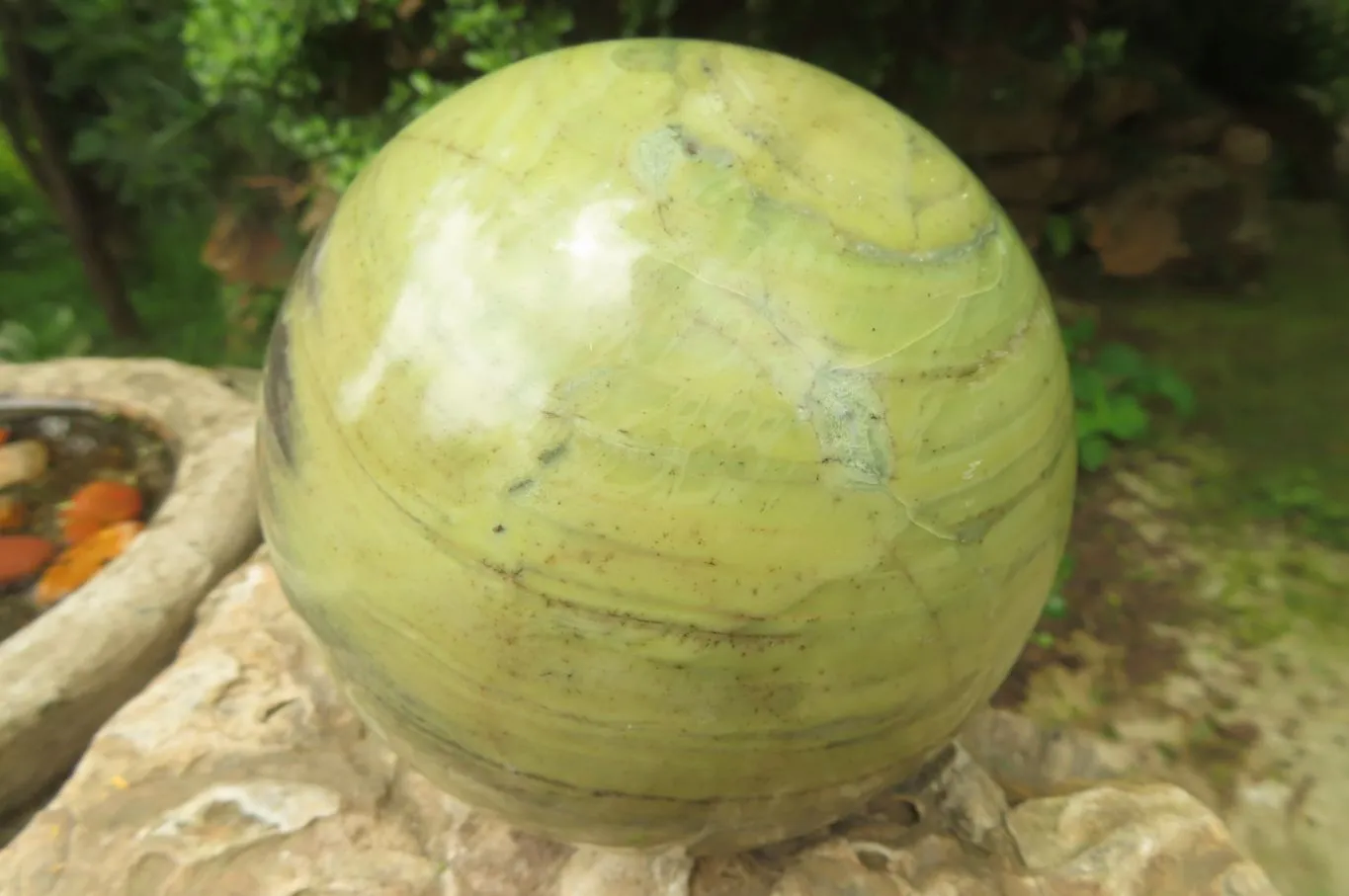 Polished Butter Jade Sphere x 1 From South Africa