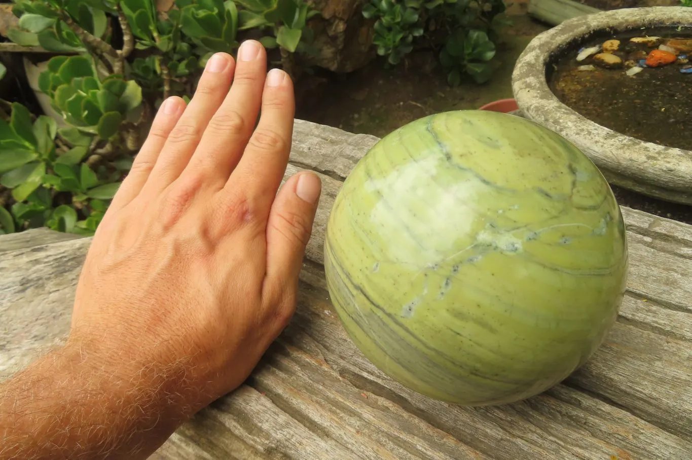 Polished Butter Jade Sphere x 1 From South Africa