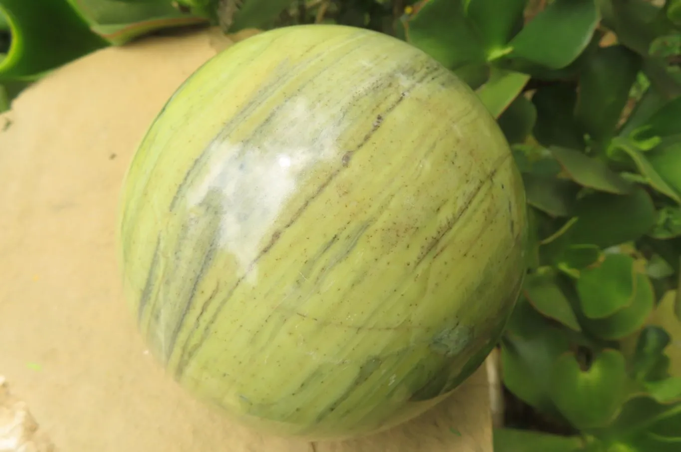 Polished Butter Jade Sphere x 1 From South Africa