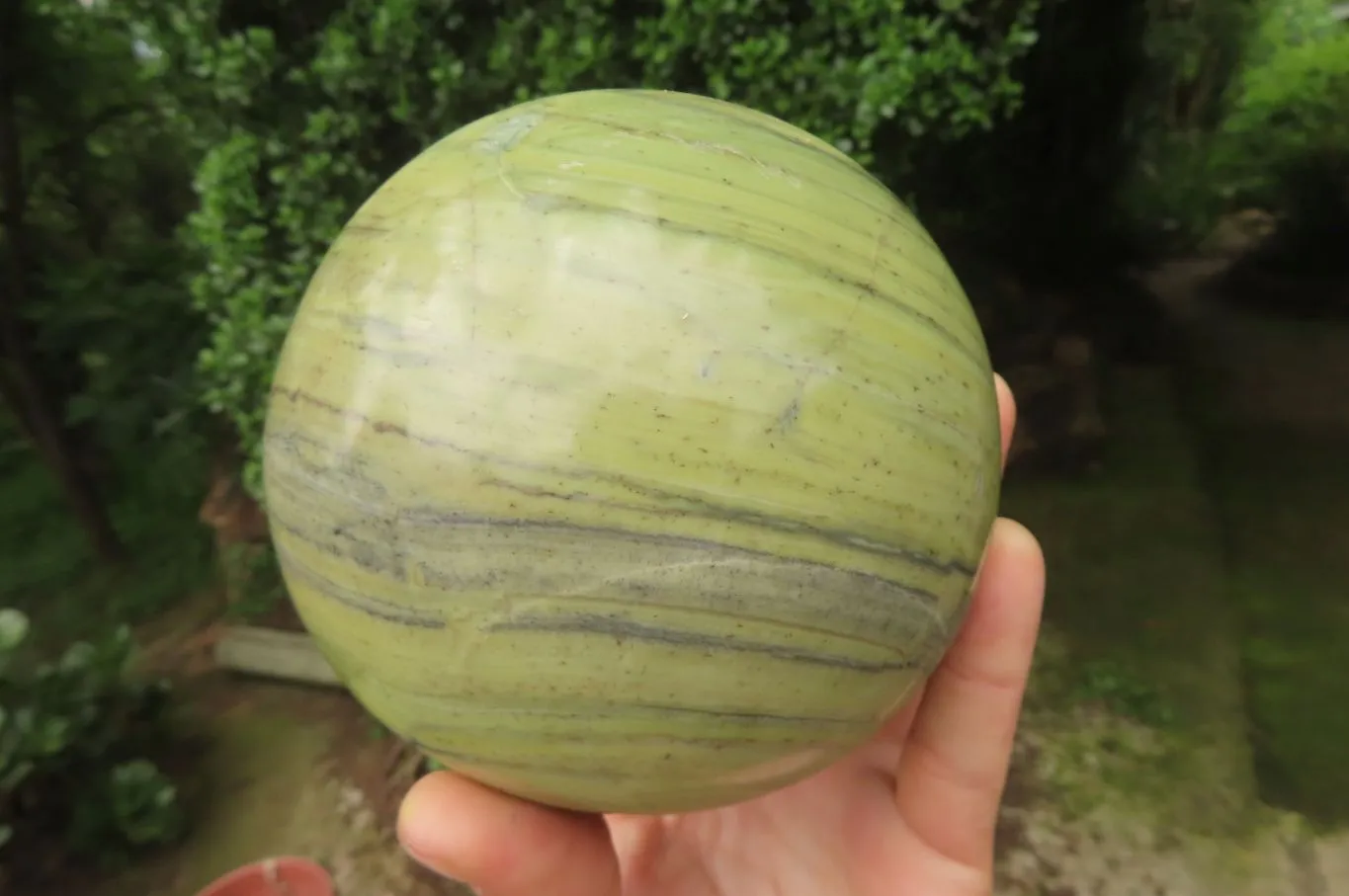 Polished Butter Jade Sphere x 1 From South Africa