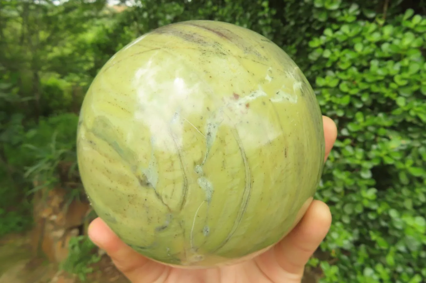 Polished Butter Jade Sphere x 1 From South Africa